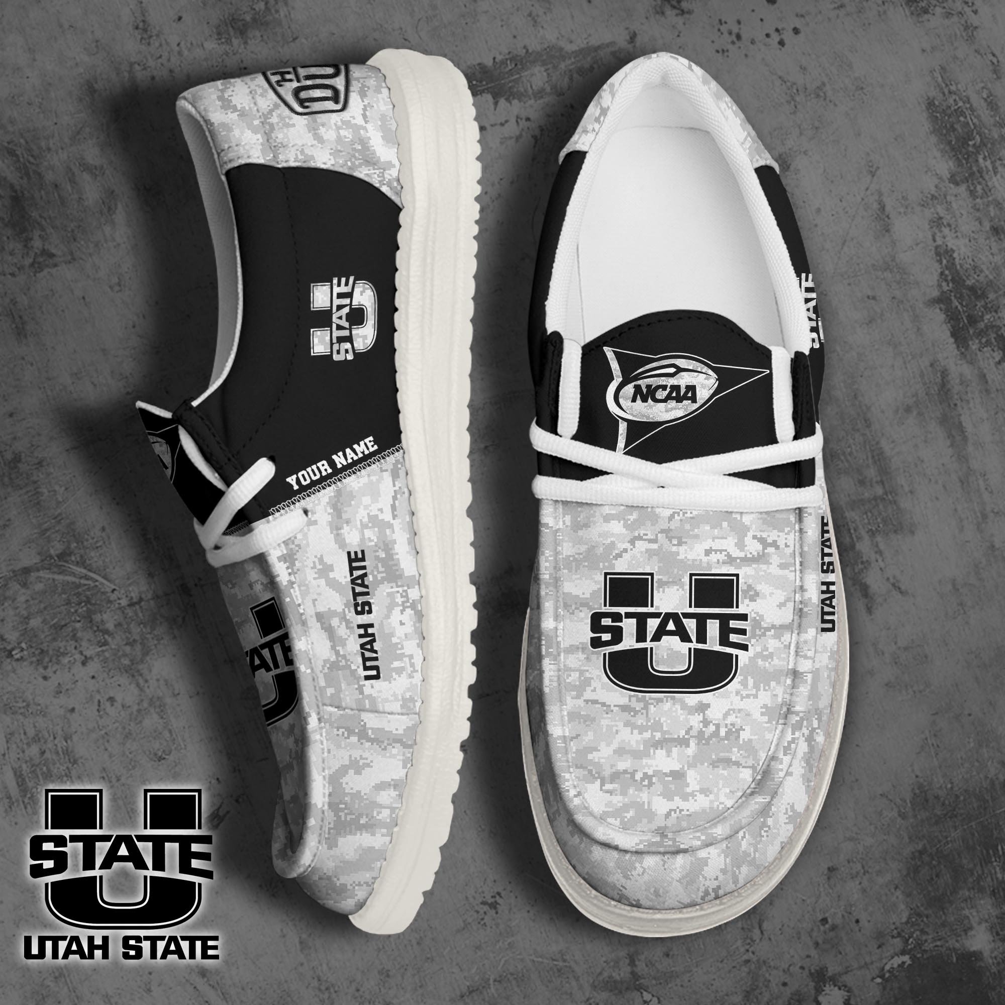 Utah State Aggies Football Hey Dude Canvas Loafer Shoes 2024 Version Custom Your Name, Sport Shoes For Fan, Fan Gifts ETRG-61869