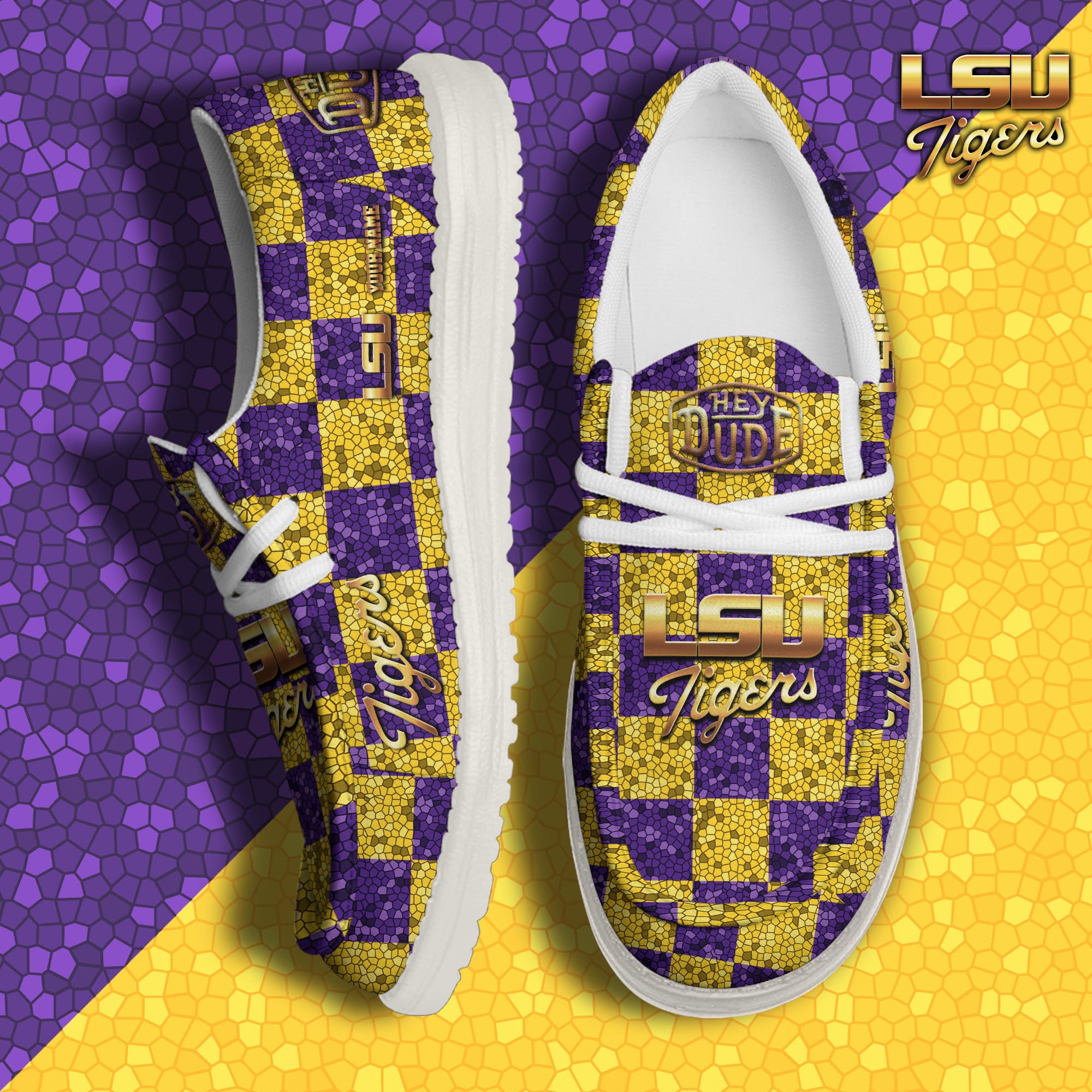 LSU TIGERS Hey Dude Canvas Loafer Shoes 2024 Version Custom Your Name, Football Shoes For Fans, Sport Gifts ETRG-61887