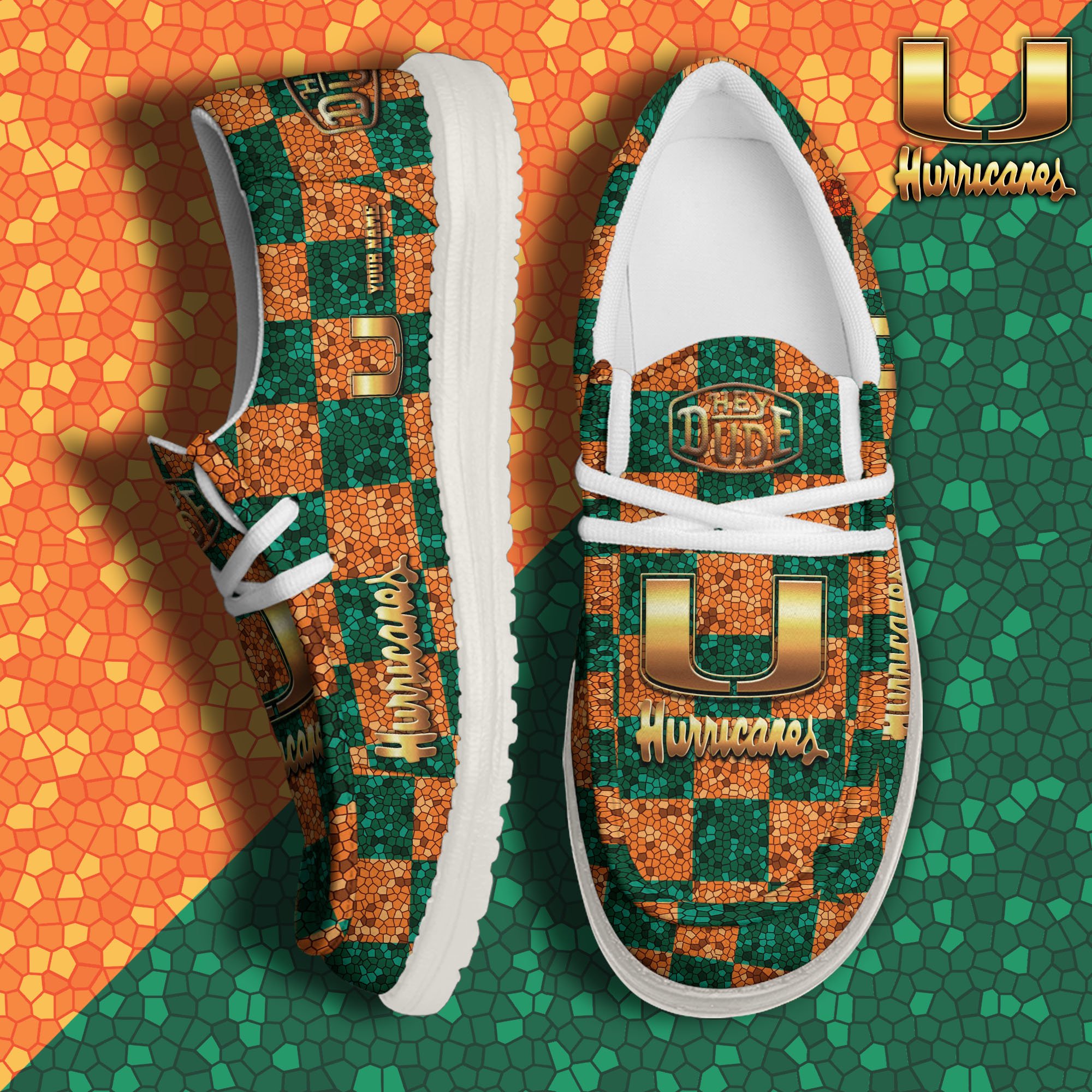 Miami Hurricanes Hey Dude Canvas Loafer Shoes 2024 Version Custom Your Name, Football Shoes For Fans, Sport Gifts ETRG-61887