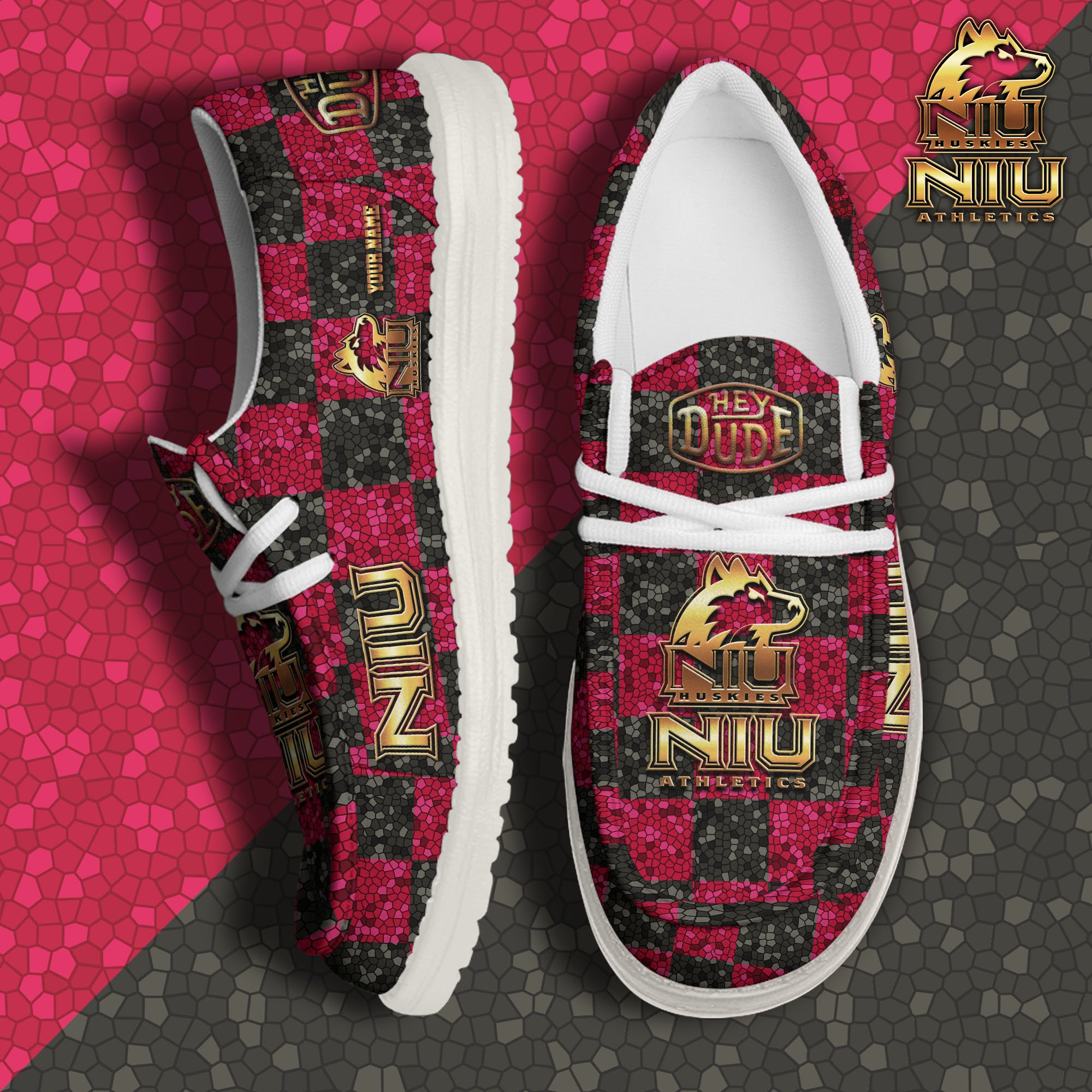 Northern Illinois Huskies Hey Dude Canvas Loafer Shoes 2024 Version Custom Your Name, Football Shoes For Fans, Sport Gifts ETRG-61887