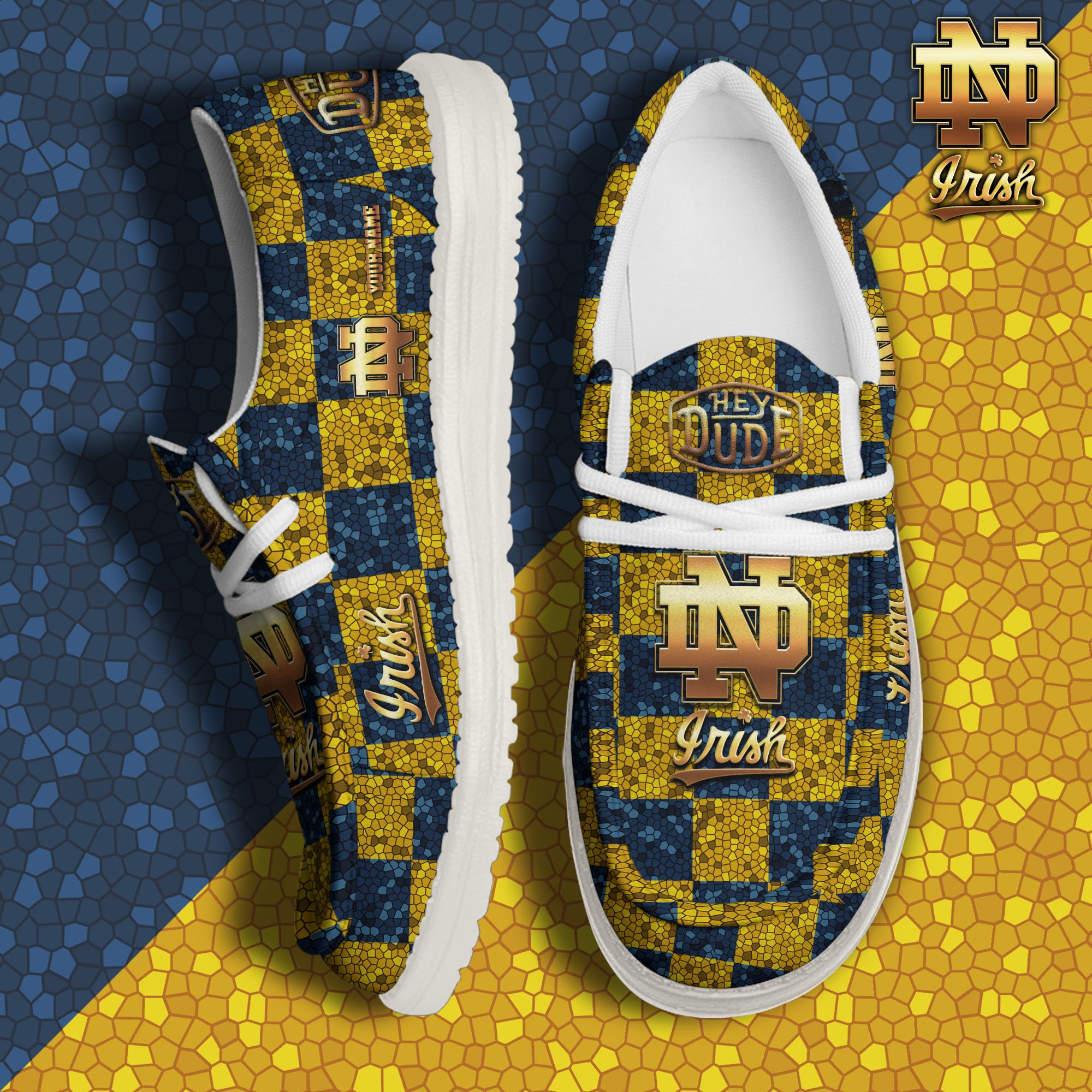 Notre Dame Fighting Irish Hey Dude Canvas Loafer Shoes 2024 Version Custom Your Name, Football Shoes For Fans, Sport Gifts ETRG-61887