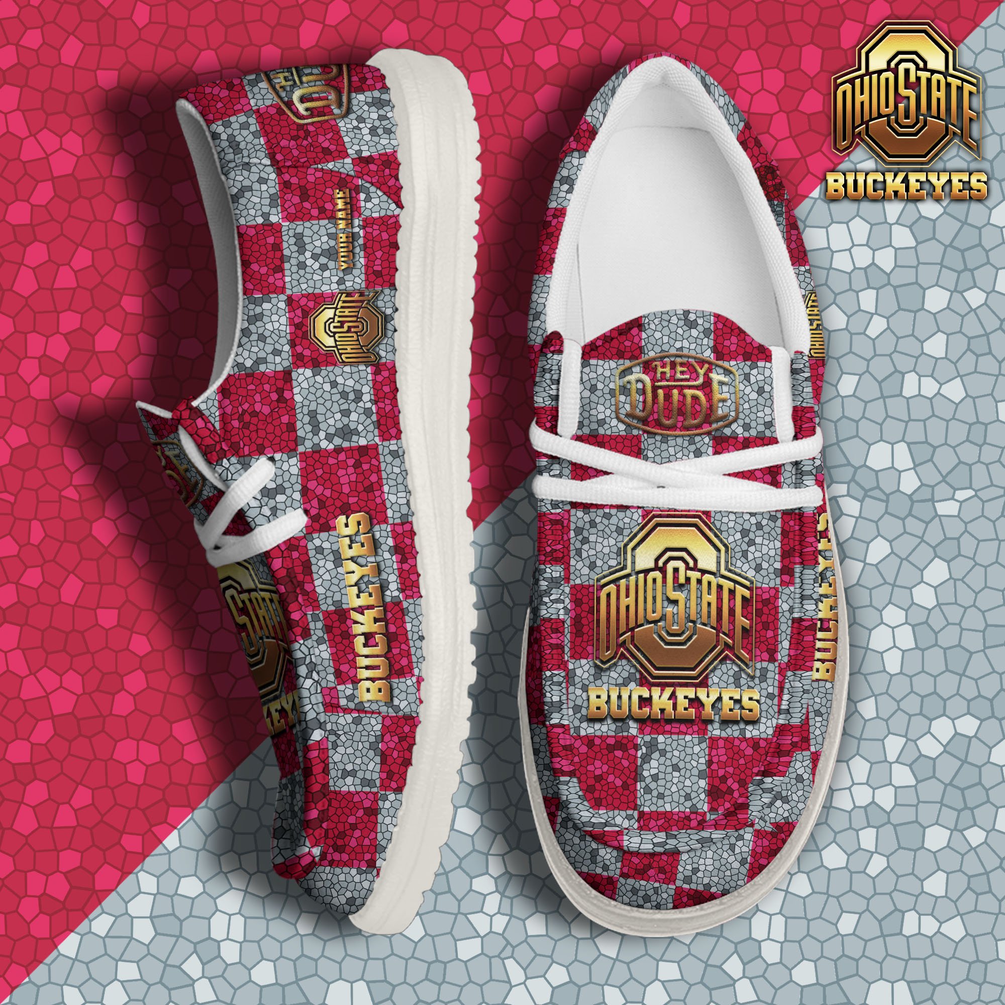 Ohio State Buckeyes Hey Dude Canvas Loafer Shoes 2024 Version Custom Your Name, Football Shoes For Fans, Sport Gifts ETRG-61887