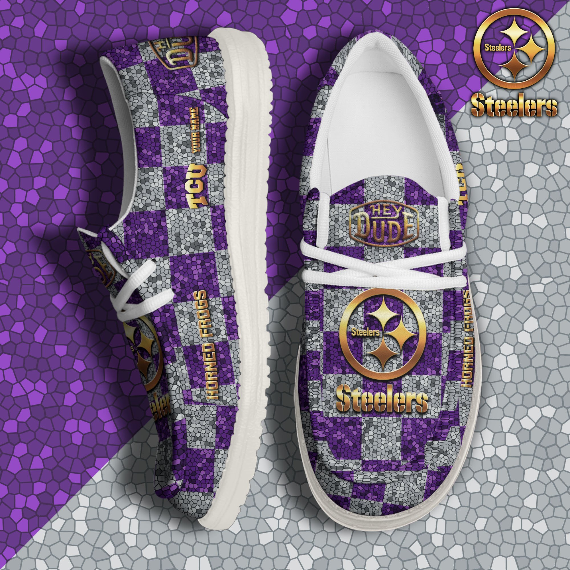 TCU Horned Frogs Hey Dude Canvas Loafer Shoes 2024 Version Custom Your Name, Football Shoes For Fans, Sport Gifts ETRG-61887