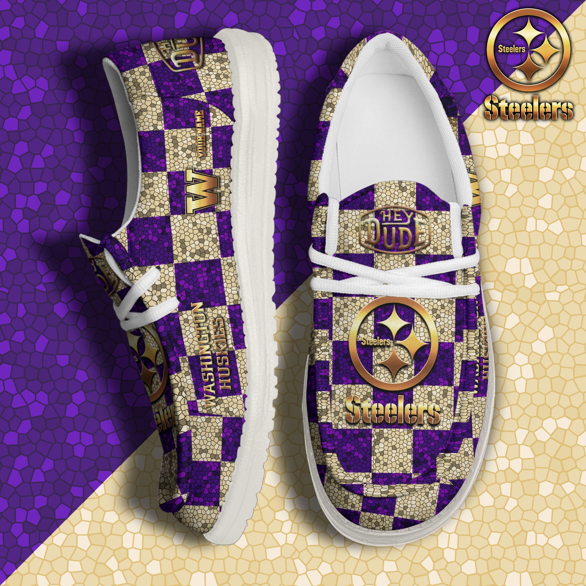 Washington Huskies Hey Dude Canvas Loafer Shoes 2024 Version Custom Your Name, Football Shoes For Fans, Sport Gifts ETRG-61887