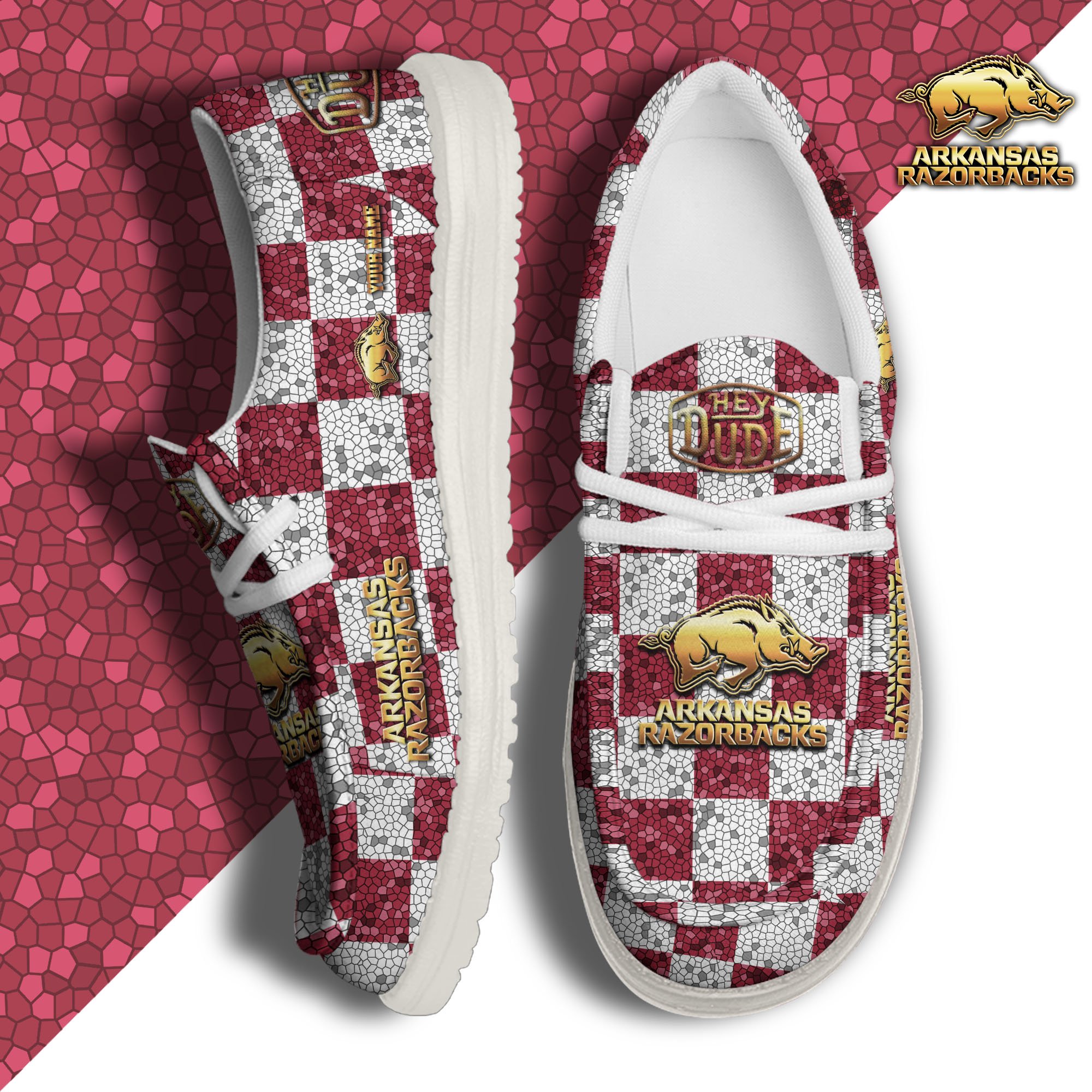 Arkansas Razorbacks Hey Dude Canvas Loafer Shoes 2024 Version Custom Your Name, Football Shoes For Fans, Sport Gifts ETRG-61887