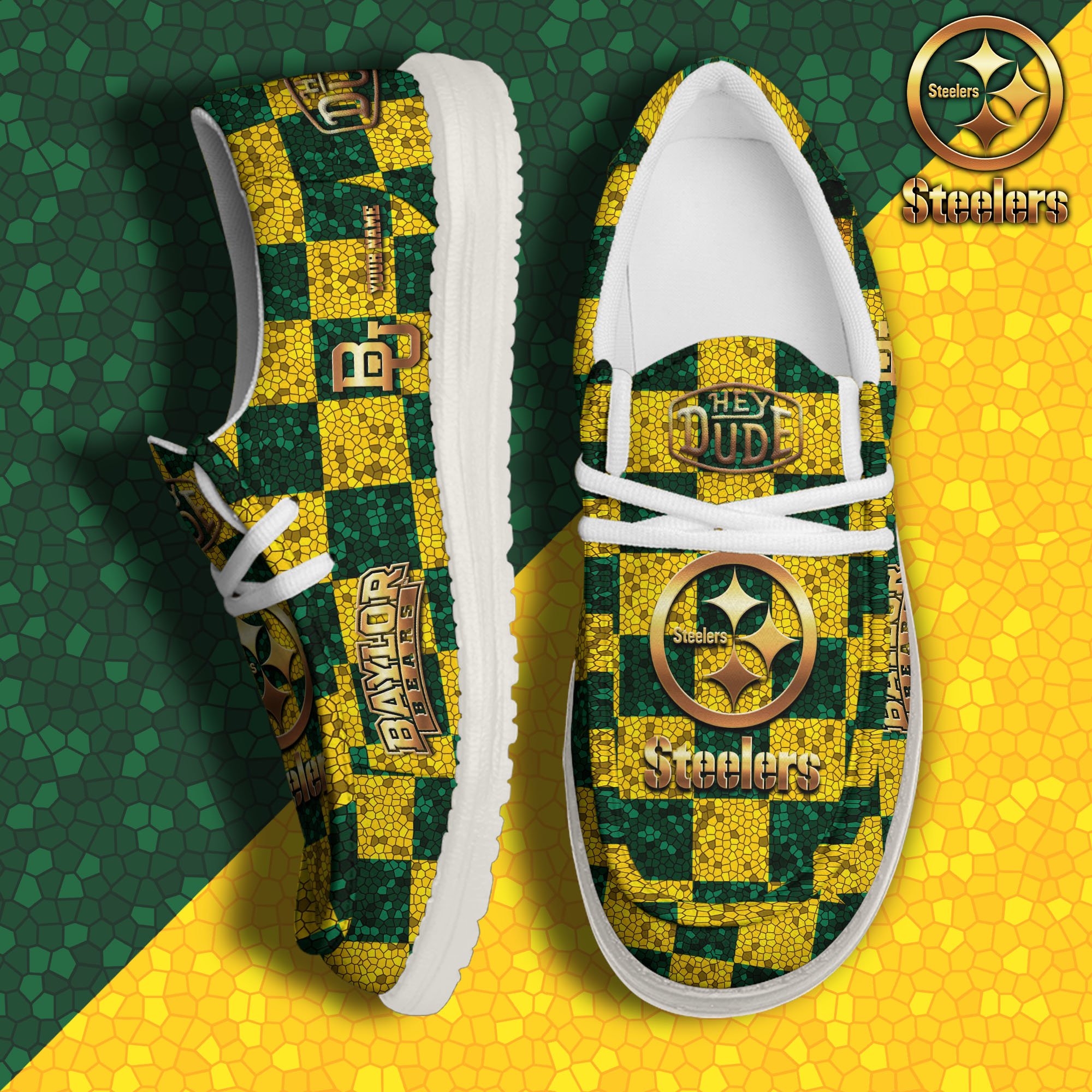 Baylor Bears Hey Dude Canvas Loafer Shoes 2024 Version Custom Your Name, Football Shoes For Fans, Sport Gifts ETRG-61887