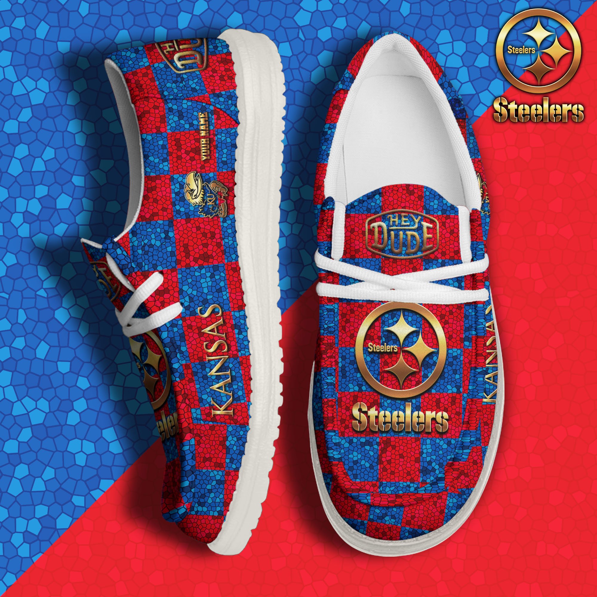 Kansas Jayhawks Hey Dude Canvas Loafer Shoes 2024 Version Custom Your Name, Football Shoes For Fans, Sport Gifts ETRG-61887