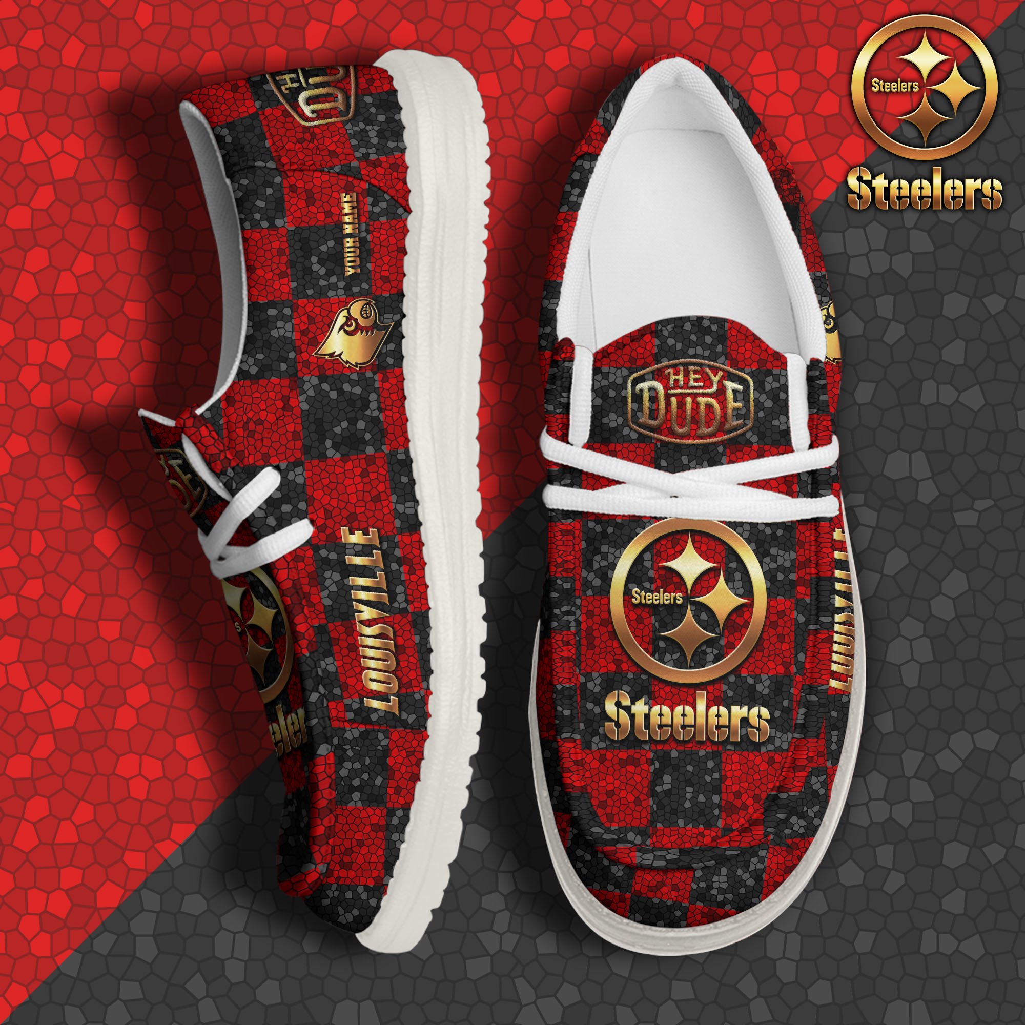 Louisville Cardinals Hey Dude Canvas Loafer Shoes 2024 Version Custom Your Name, Football Shoes For Fans, Sport Gifts ETRG-61887