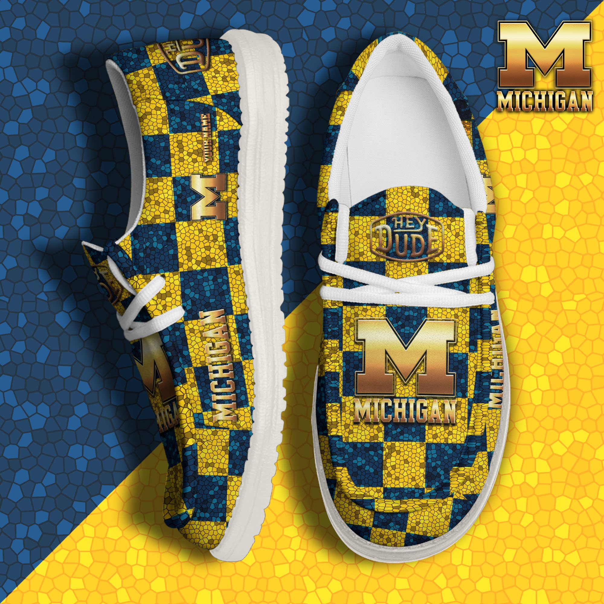 Michigan Wolverines Hey Dude Canvas Loafer Shoes 2024 Version Custom Your Name, Football Shoes For Fans, Sport Gifts ETRG-61887