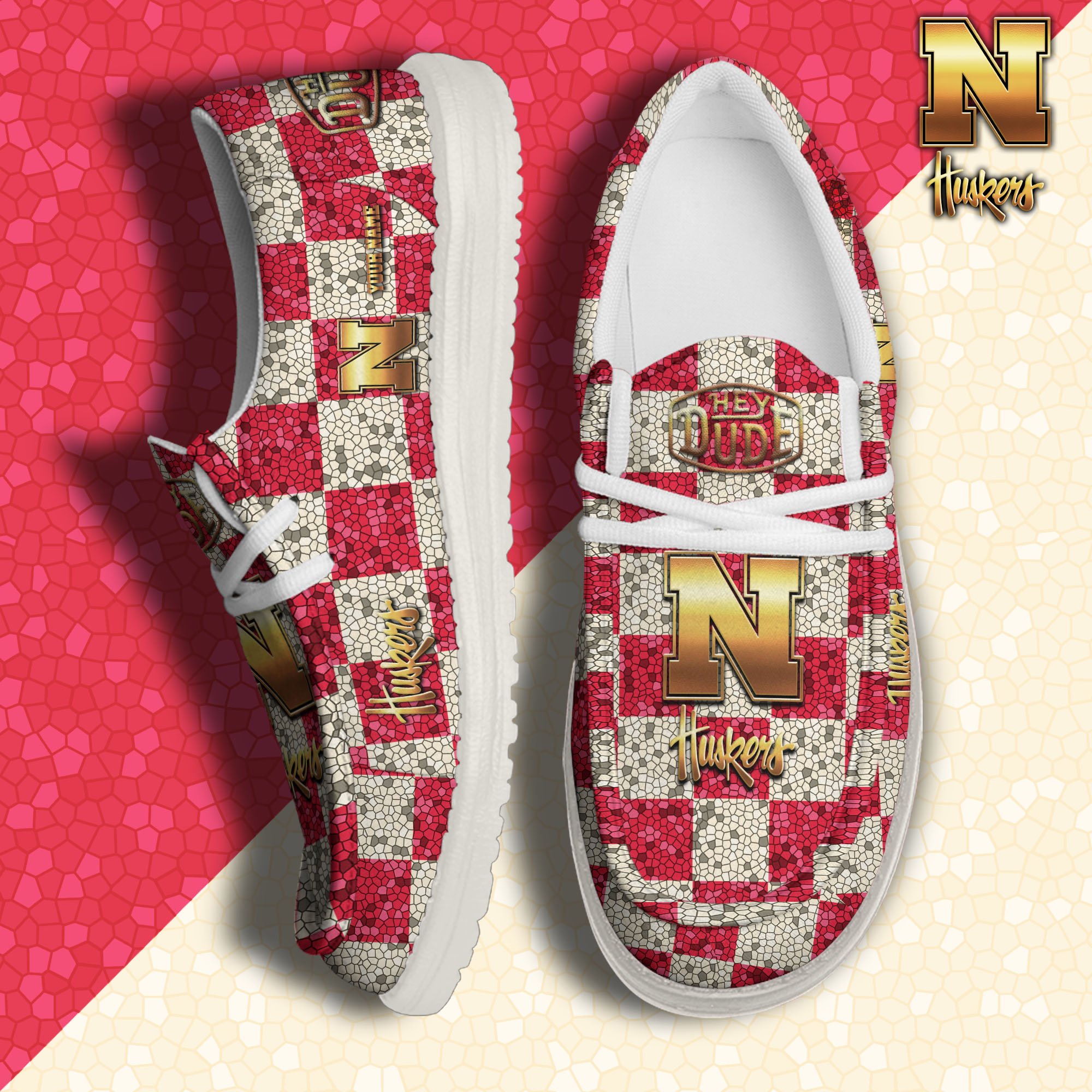 Nebraska Cornhuskers Hey Dude Canvas Loafer Shoes 2024 Version Custom Your Name, Football Shoes For Fans, Sport Gifts ETRG-61887