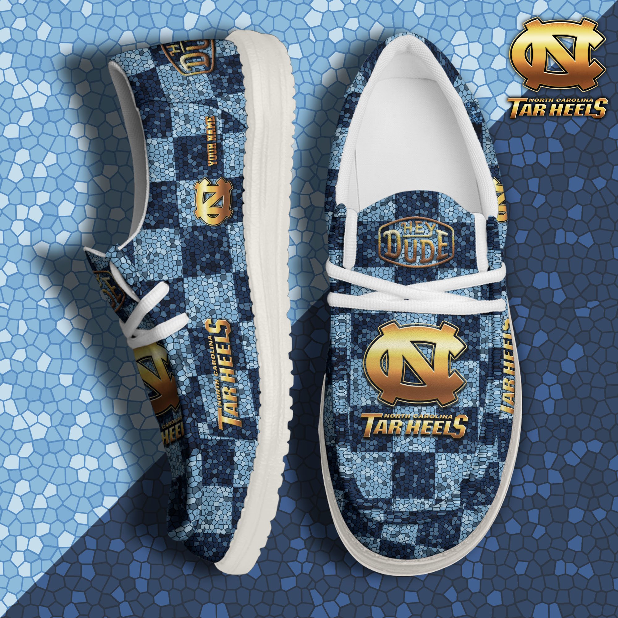 North Carolina Tar Heels Hey Dude Canvas Loafer Shoes 2024 Version Custom Your Name, Football Shoes For Fans, Sport Gifts ETRG-61887