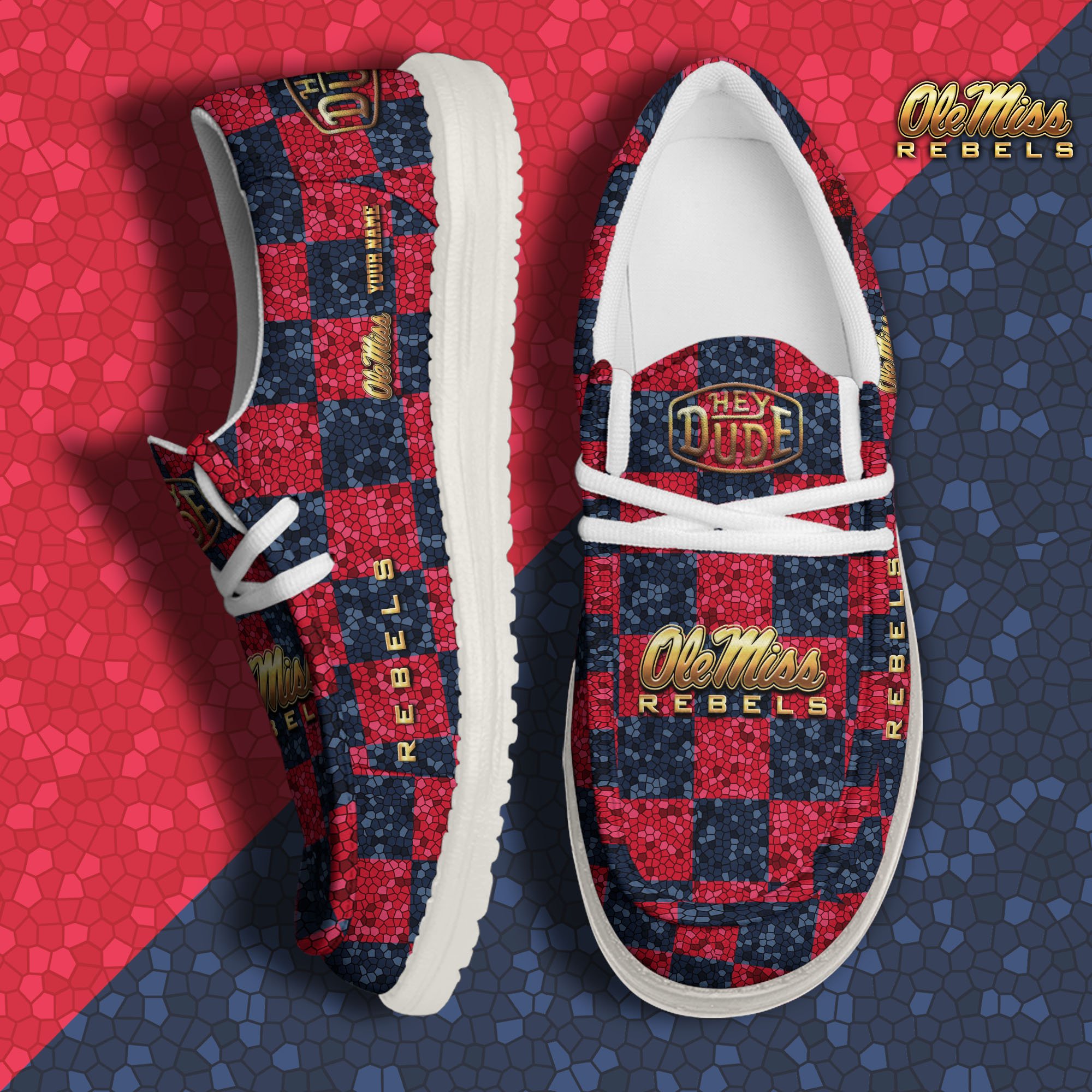 Ole Miss Rebels Hey Dude Canvas Loafer Shoes 2024 Version Custom Your Name, Football Shoes For Fans, Sport Gifts ETRG-61887