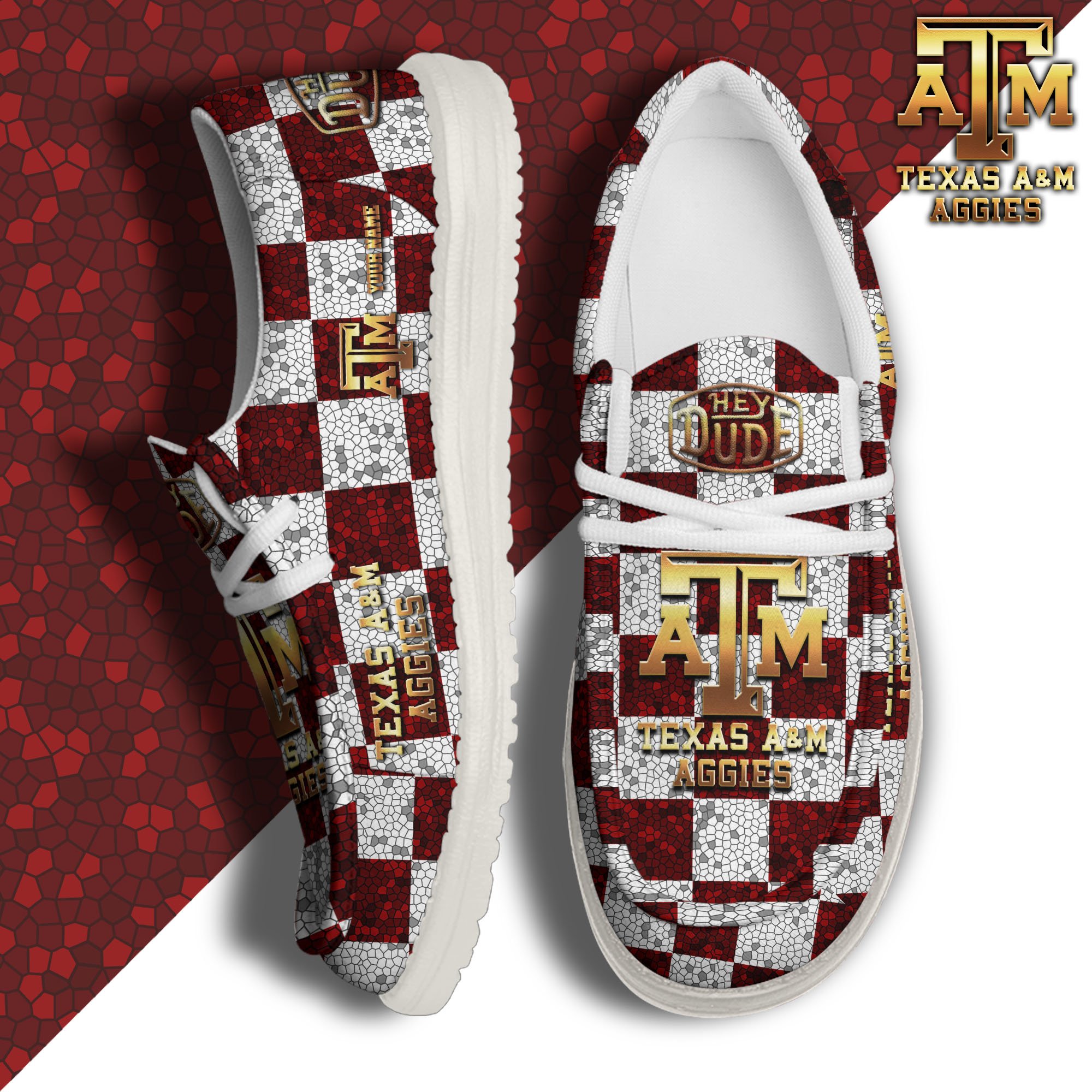 Texas A&M Aggies Hey Dude Canvas Loafer Shoes 2024 Version Custom Your Name, Football Shoes For Fans, Sport Gifts ETRG-61887