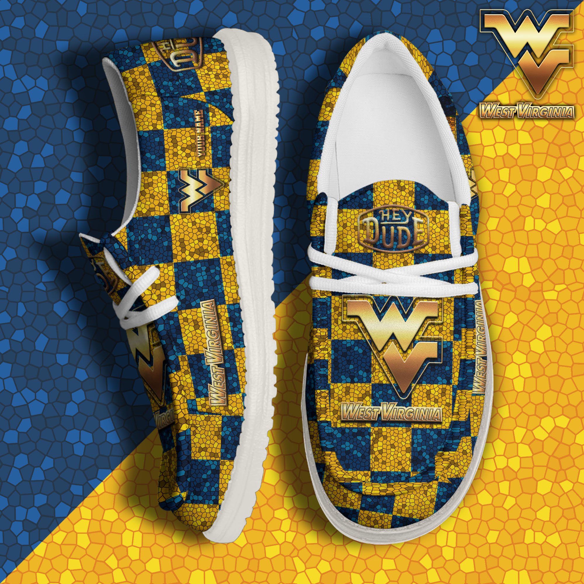 West Virginia Mountaineers Hey Dude Canvas Loafer Shoes 2024 Version Custom Your Name, Football Shoes For Fans, Sport Gifts ETRG-61887