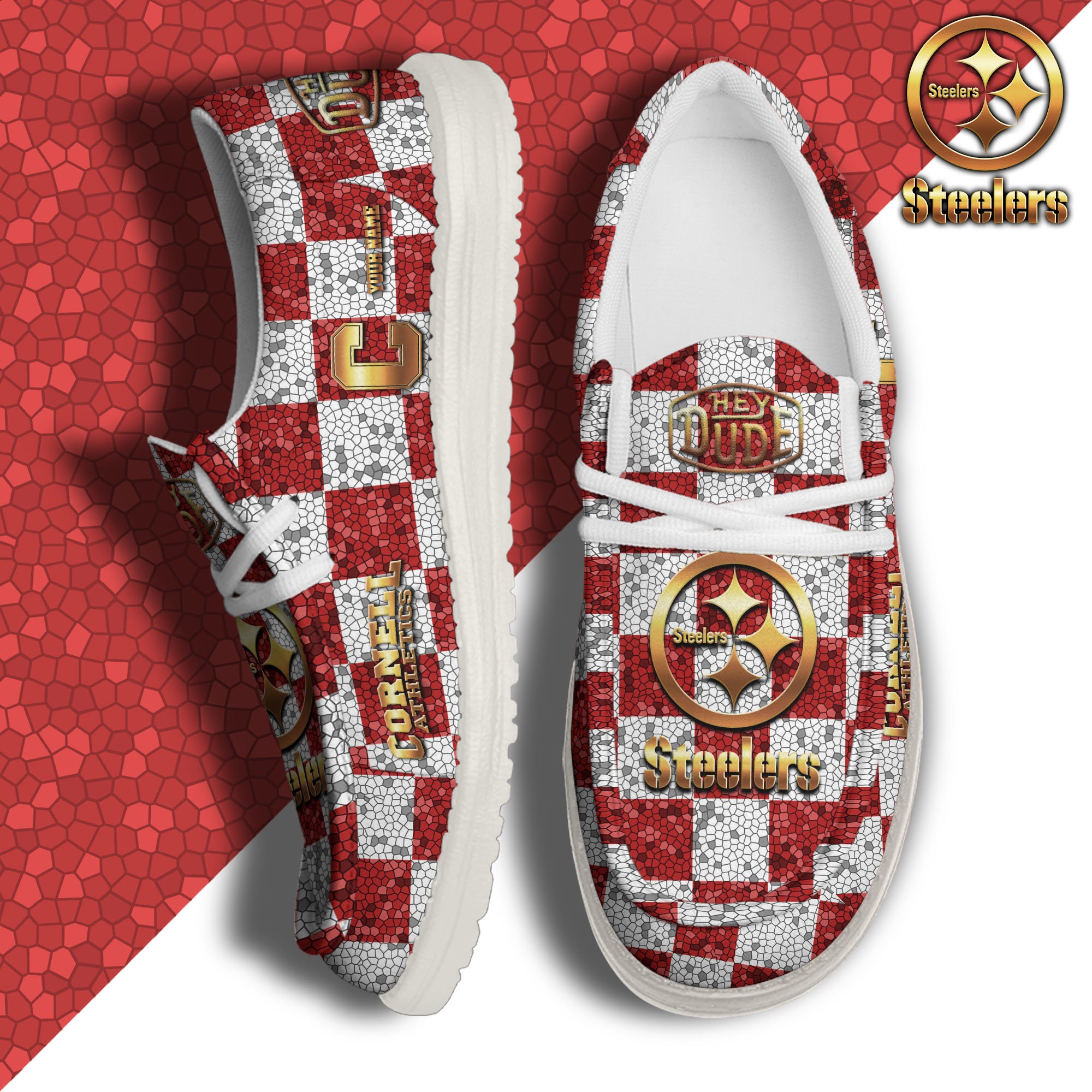 Cornell Big Red Hey Dude Canvas Loafer Shoes 2024 Version Custom Your Name, Football Shoes For Fans, Sport Gifts ETRG-61887