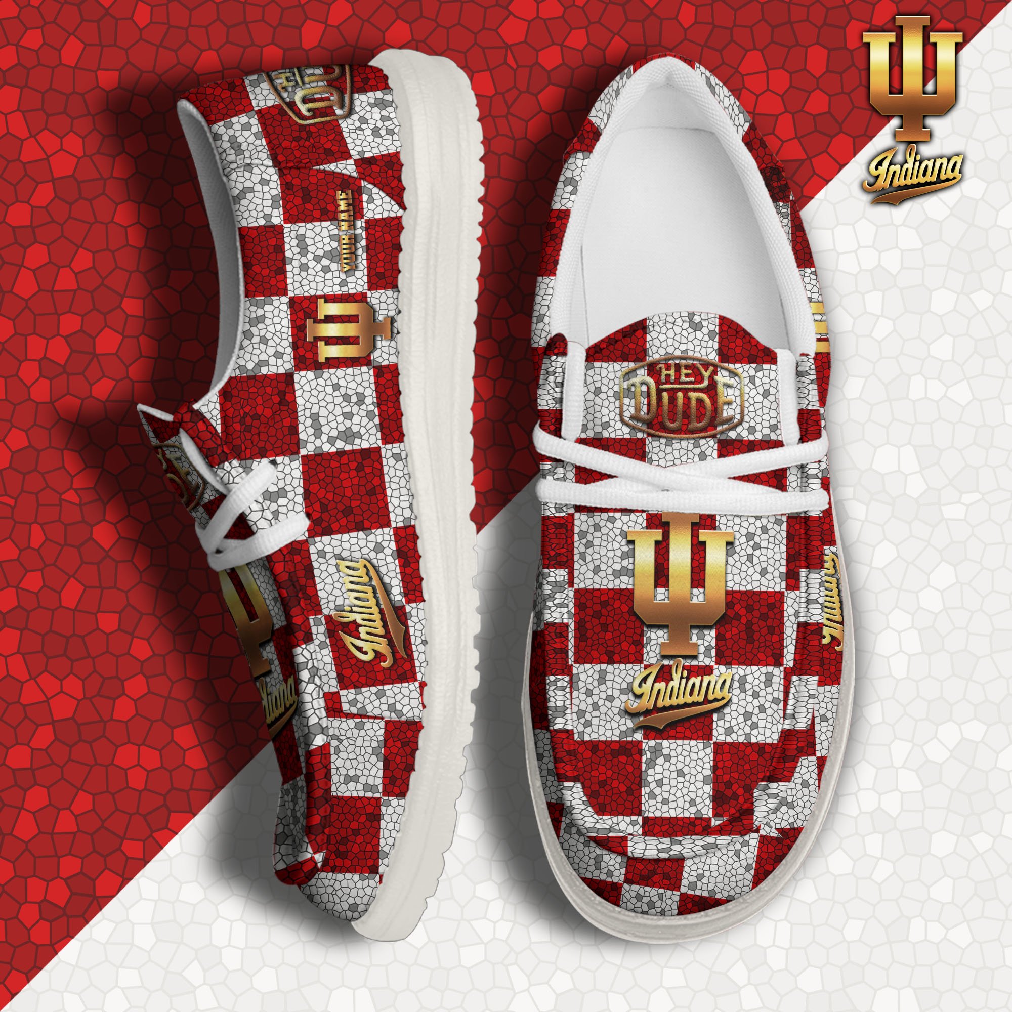 Indiana Hoosiers Hey Dude Canvas Loafer Shoes 2024 Version Custom Your Name, Football Shoes For Fans, Sport Gifts ETRG-61887