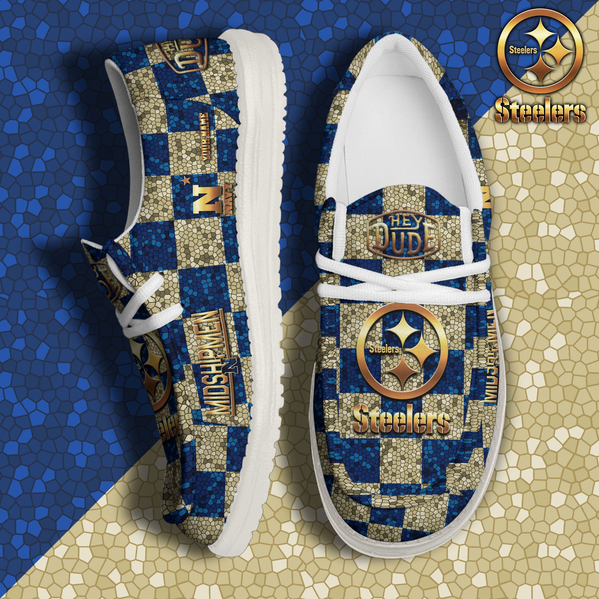 Navy Midshipmen Hey Dude Canvas Loafer Shoes 2024 Version Custom Your Name, Football Shoes For Fans, Sport Gifts ETRG-61887