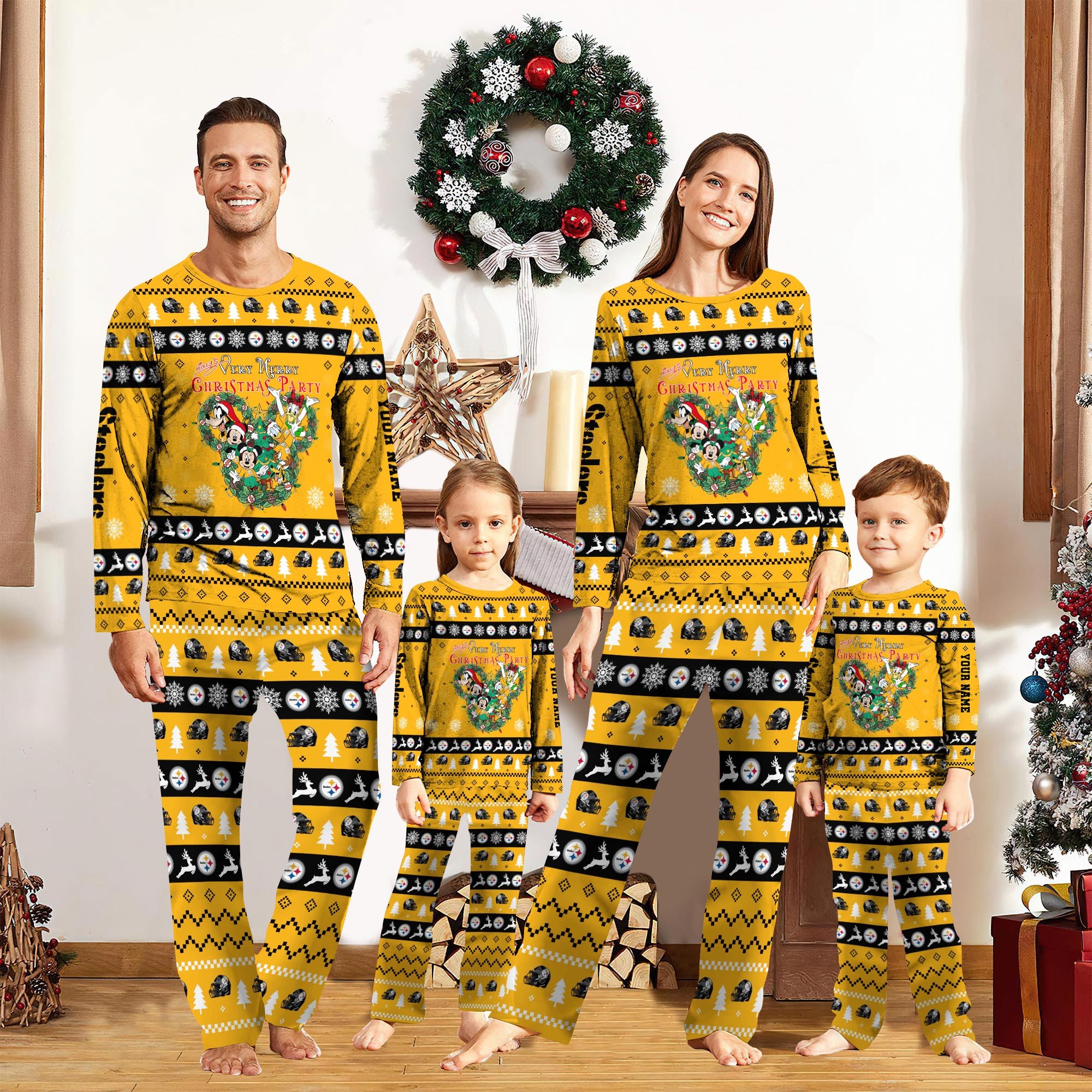 01 Pittsburgh Steelers Christmas Pajamas 2024 Version Custom Your Name, Sport Pajamas, Family Pajamas Set, Gifts For Fans ETRG-61882