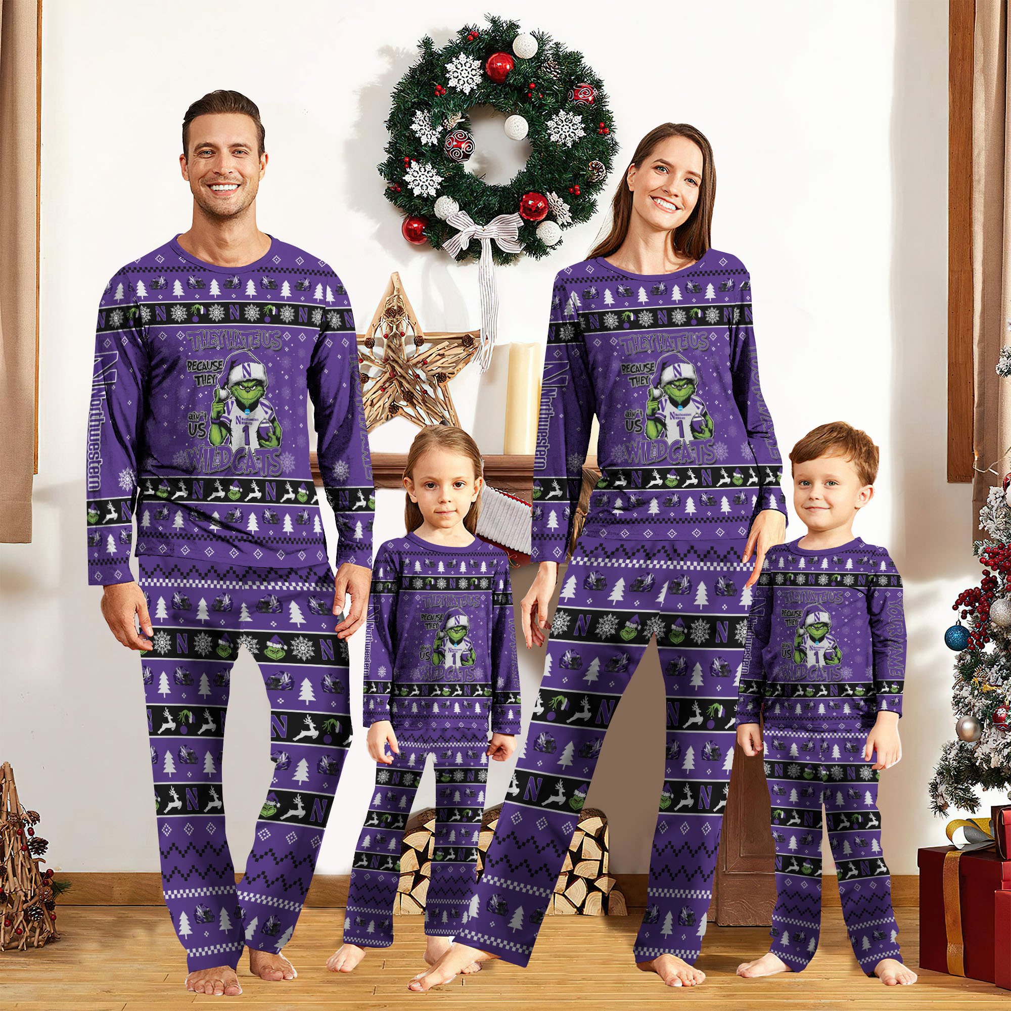 Northwestern Wildcats Sport Pajamas 2024 Version Custom Your Name, Family Pajamas Set, Christmas Gifts, Gifts For Lovers ETRG-61933