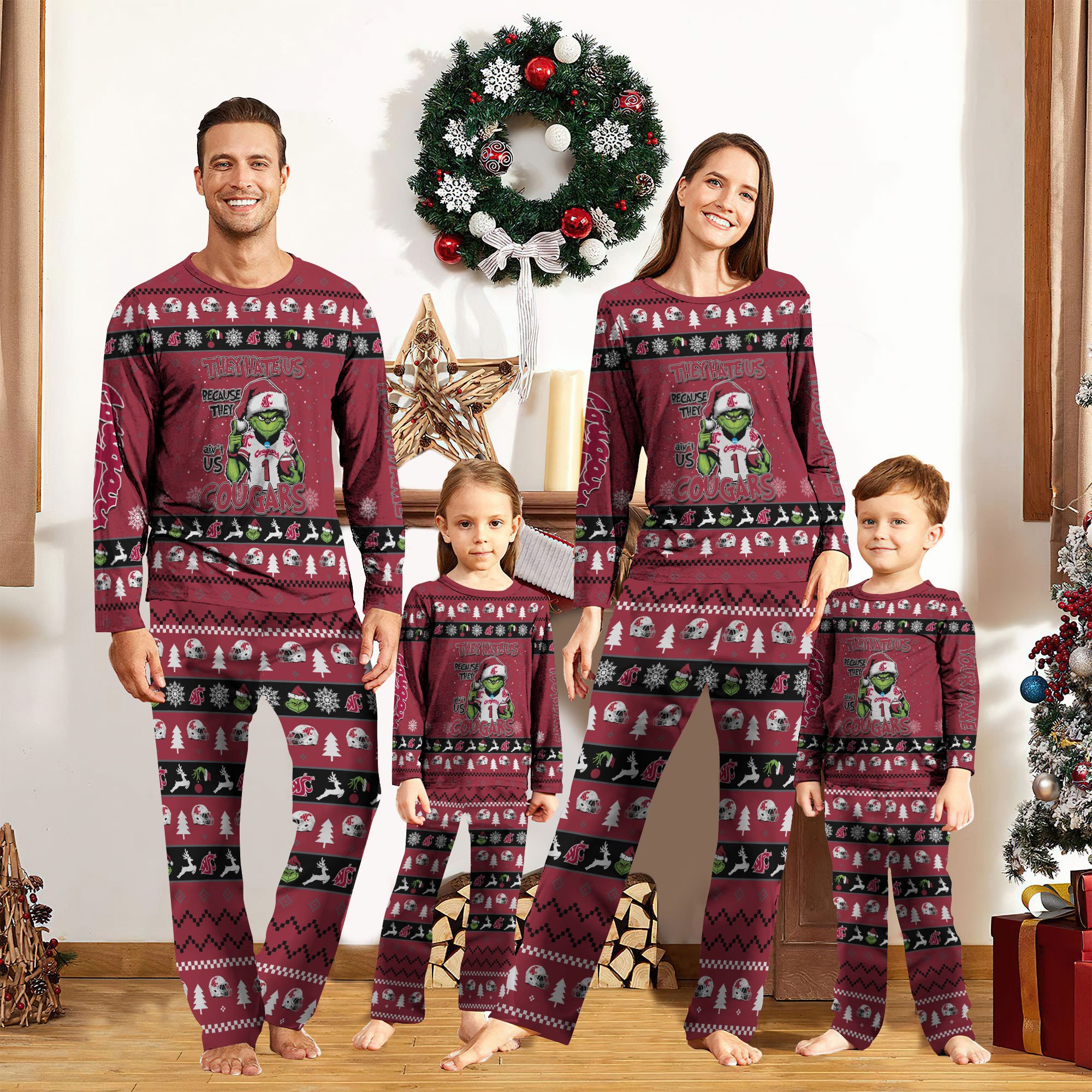 Washington State Cougars Sport Pajamas 2024 Version Custom Your Name, Family Pajamas Set, Christmas Gifts, Gifts For Lovers ETRG-61933