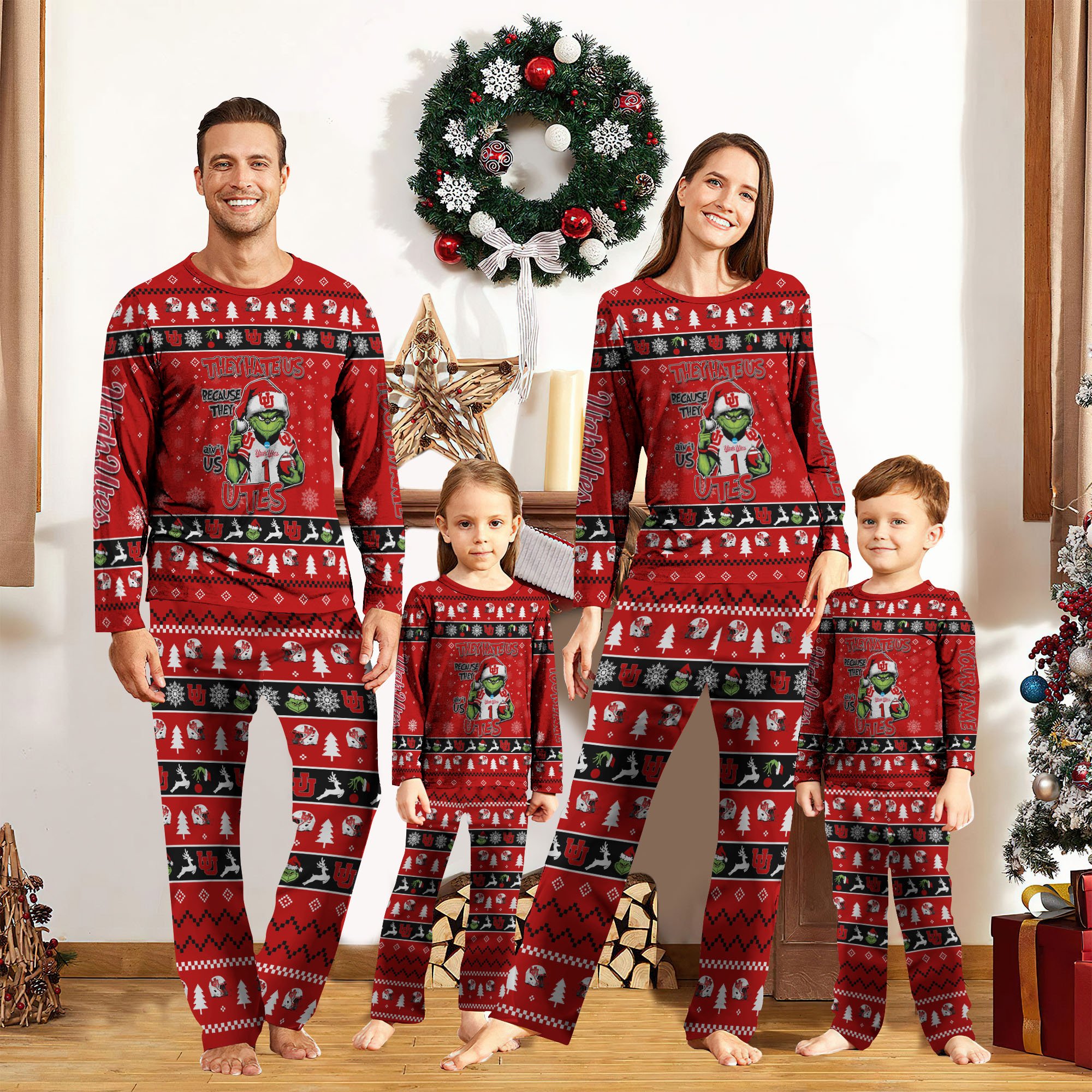 Utah Utes Sport Pajamas 2024 Version Custom Your Name, Family Pajamas Set, Christmas Gifts, Gifts For Lovers ETRG-61933