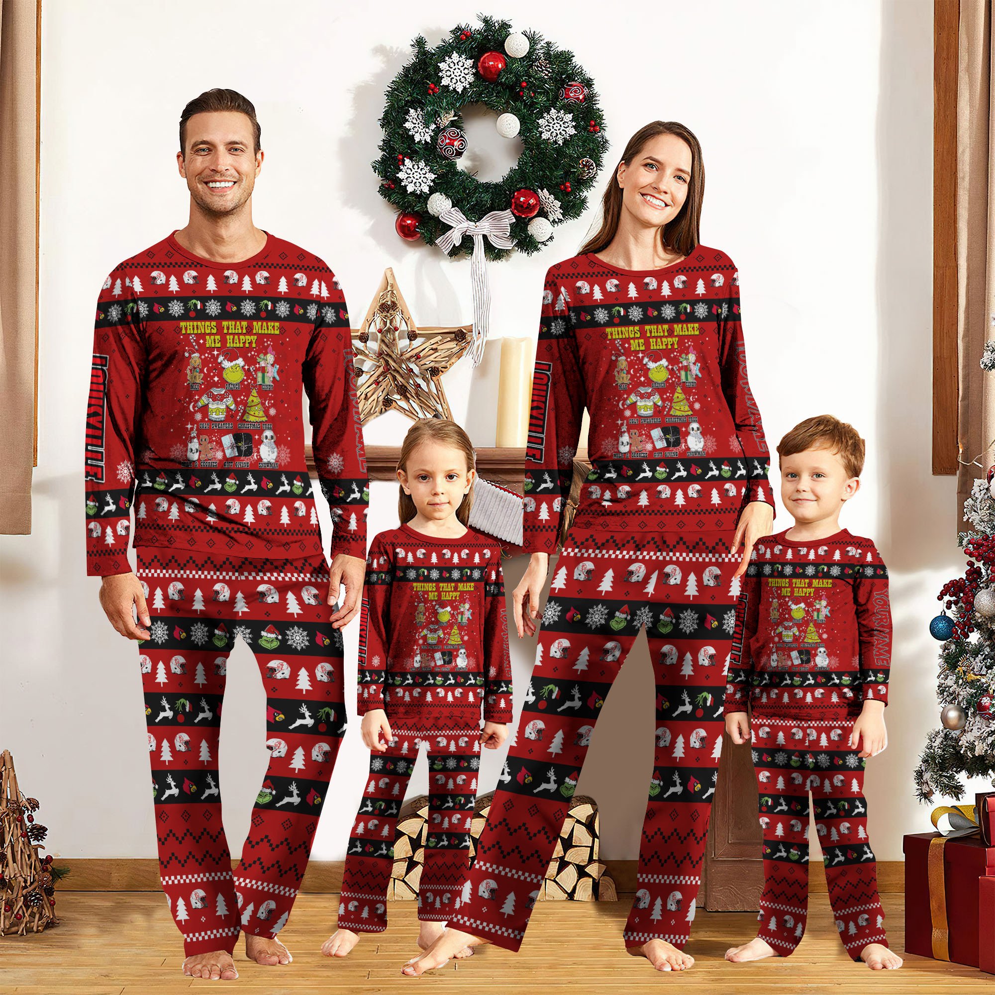 Louisville Cardinals Christmas Pajamas 2024 Version Custom Your Name, Sport Pajamas, Family Pajamas, Gifts For Christmas ETRG-61968