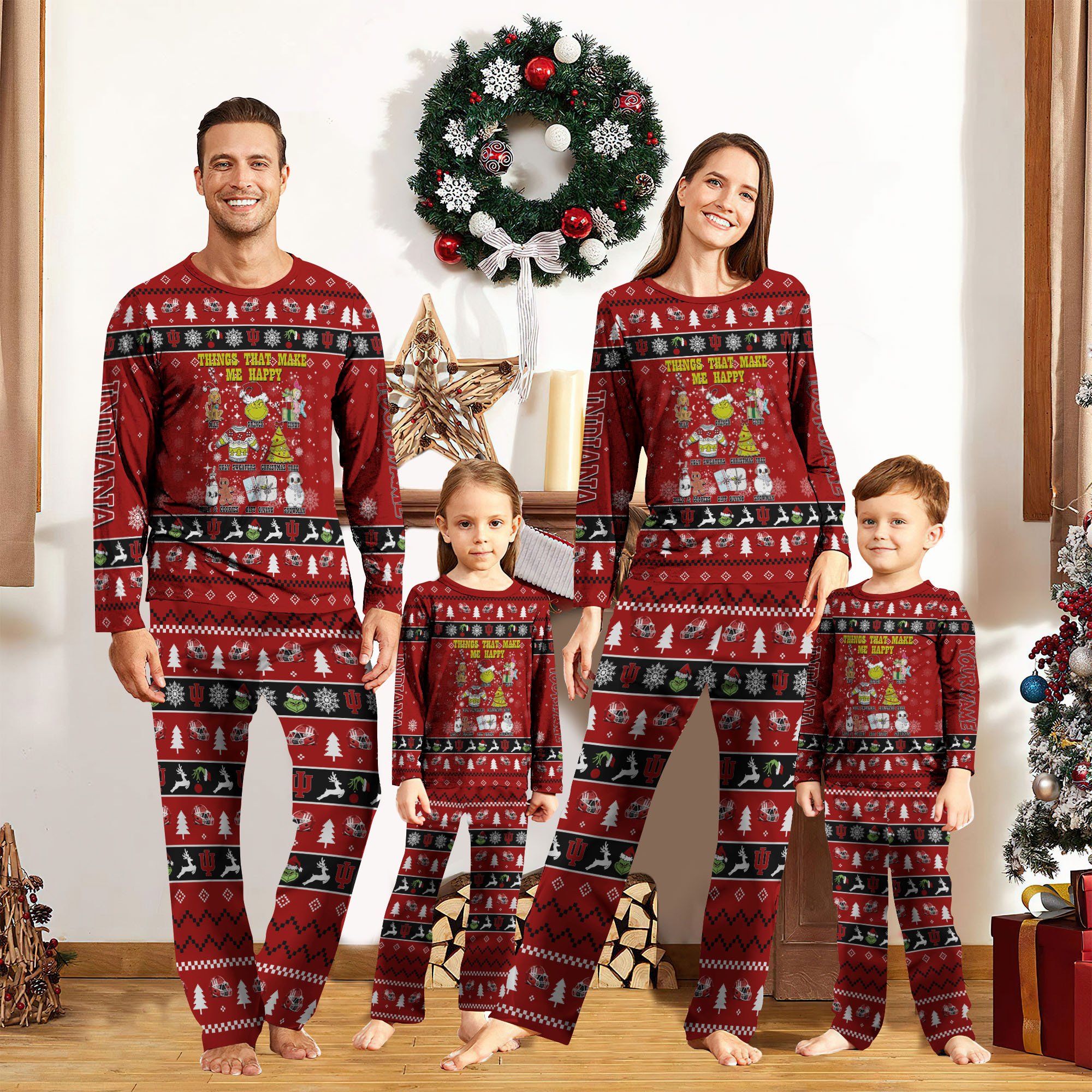 Indiana Hoosiers Christmas Pajamas 2024 Version Custom Your Name, Sport Pajamas, Family Pajamas, Gifts For Christmas ETRG-61968