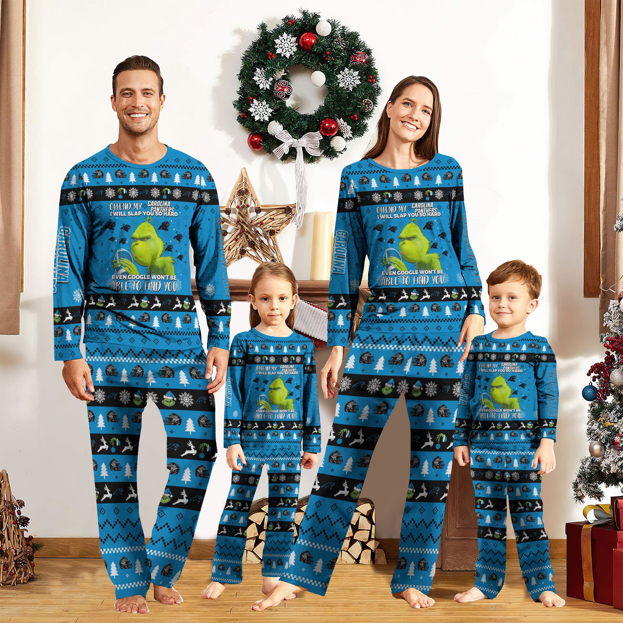 Carolina Panthers Sport Pajamas 2024 Version Custom Your Name, Family Pajamas Set, Christmas Gifts, Gifts For Sport Lovers ETRG-61822