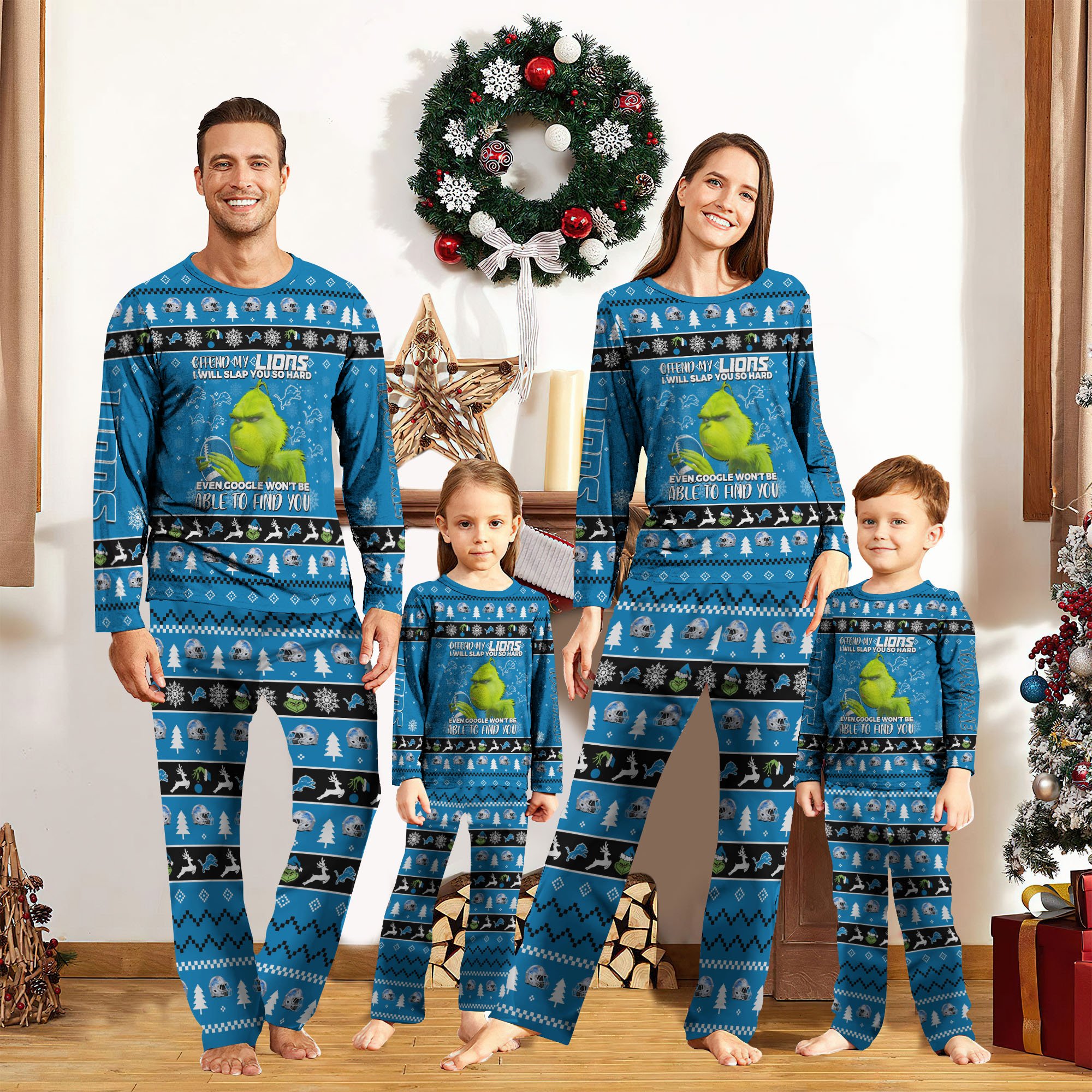 Detroit Lions Sport Pajamas 2024 Version Custom Your Name, Family Pajamas Set, Christmas Gifts, Gifts For Sport Lovers ETRG-61822