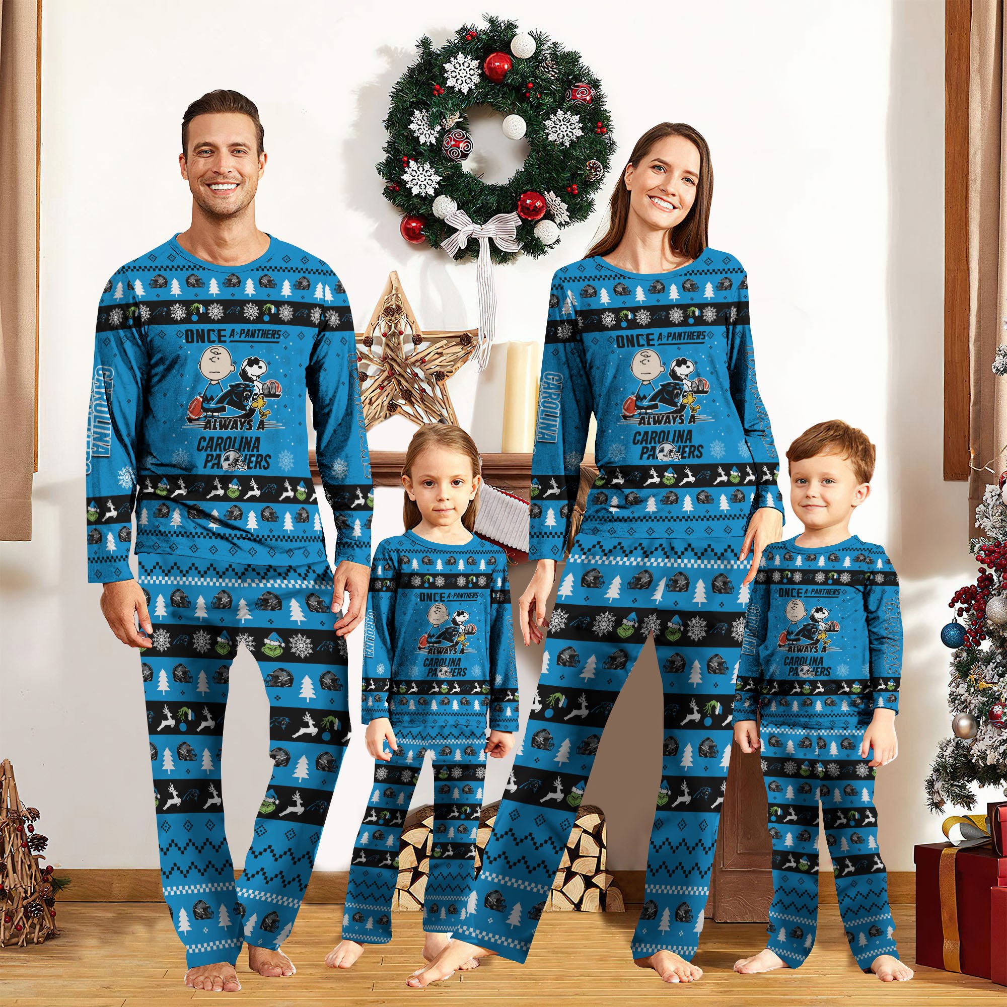 Carolina Panthers Sport Pajamas 2024 Version Custom Your Name, Family Pajamas Set, Sport Gifts For Lovers, Christmas Gifts, Gifts For Kids ETRG-62001