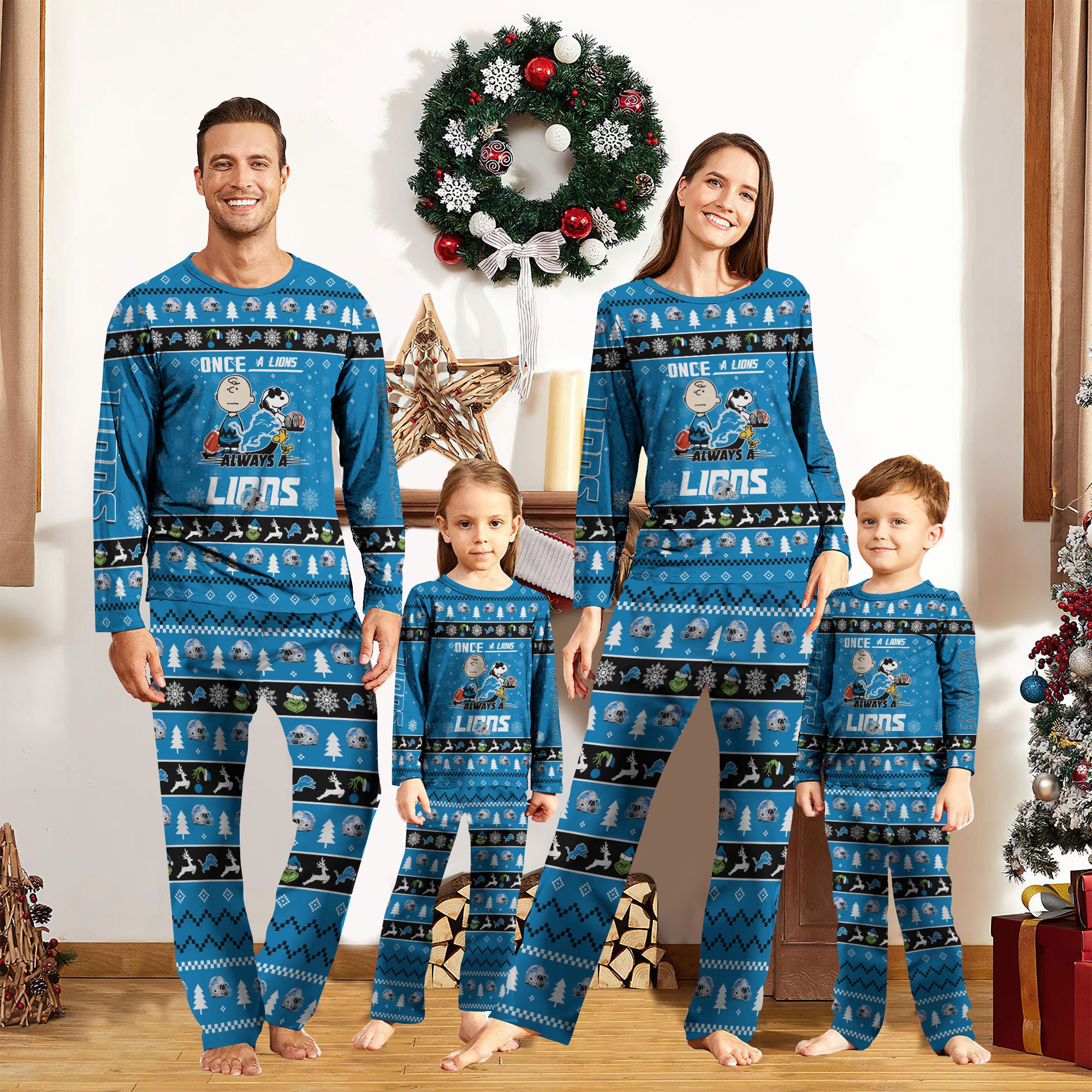 Detroit Lions Sport Pajamas 2024 Version Custom Your Name, Family Pajamas Set, Sport Gifts For Lovers, Christmas Gifts, Gifts For Kids ETRG-62001