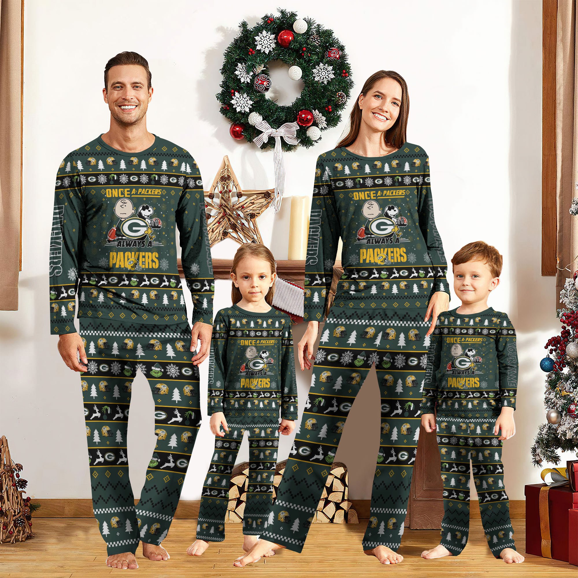 Green Bay Packers Sport Pajamas 2024 Version Custom Your Name, Family Pajamas Set, Sport Gifts For Lovers, Christmas Gifts, Gifts For Kids ETRG-62001