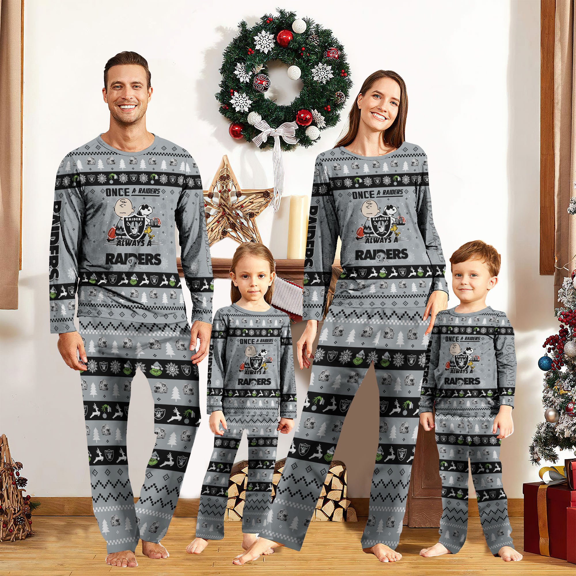 01 Las Vegas Raiders Sport Pajamas 2024 Version Custom Your Name, Family Pajamas Set, Sport Gifts For Lovers, Christmas Gifts, Gifts For Kids ETRG-62001