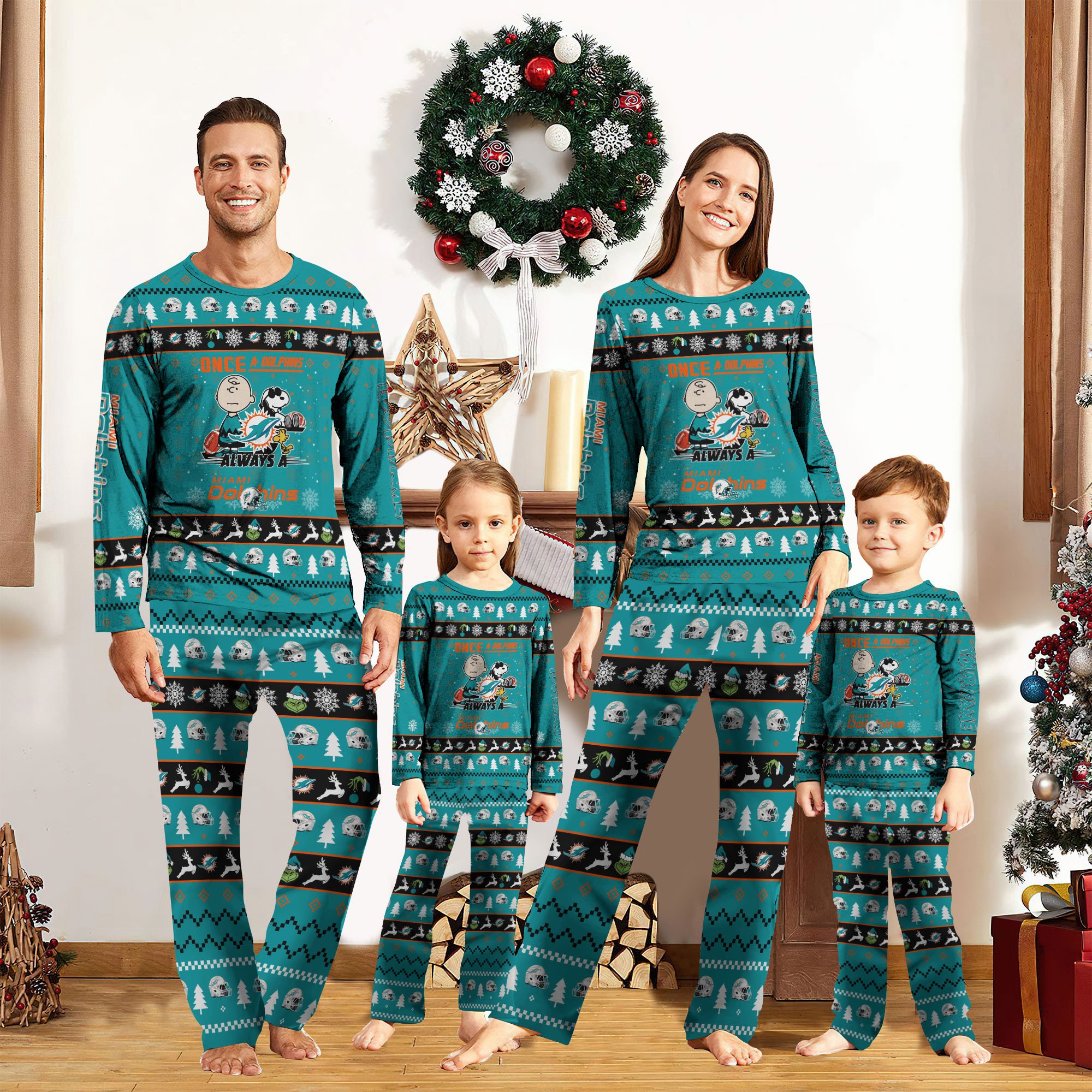 Miami Dolphins Sport Pajamas 2024 Version Custom Your Name, Family Pajamas Set, Sport Gifts For Lovers, Christmas Gifts, Gifts For Kids ETRG-62001