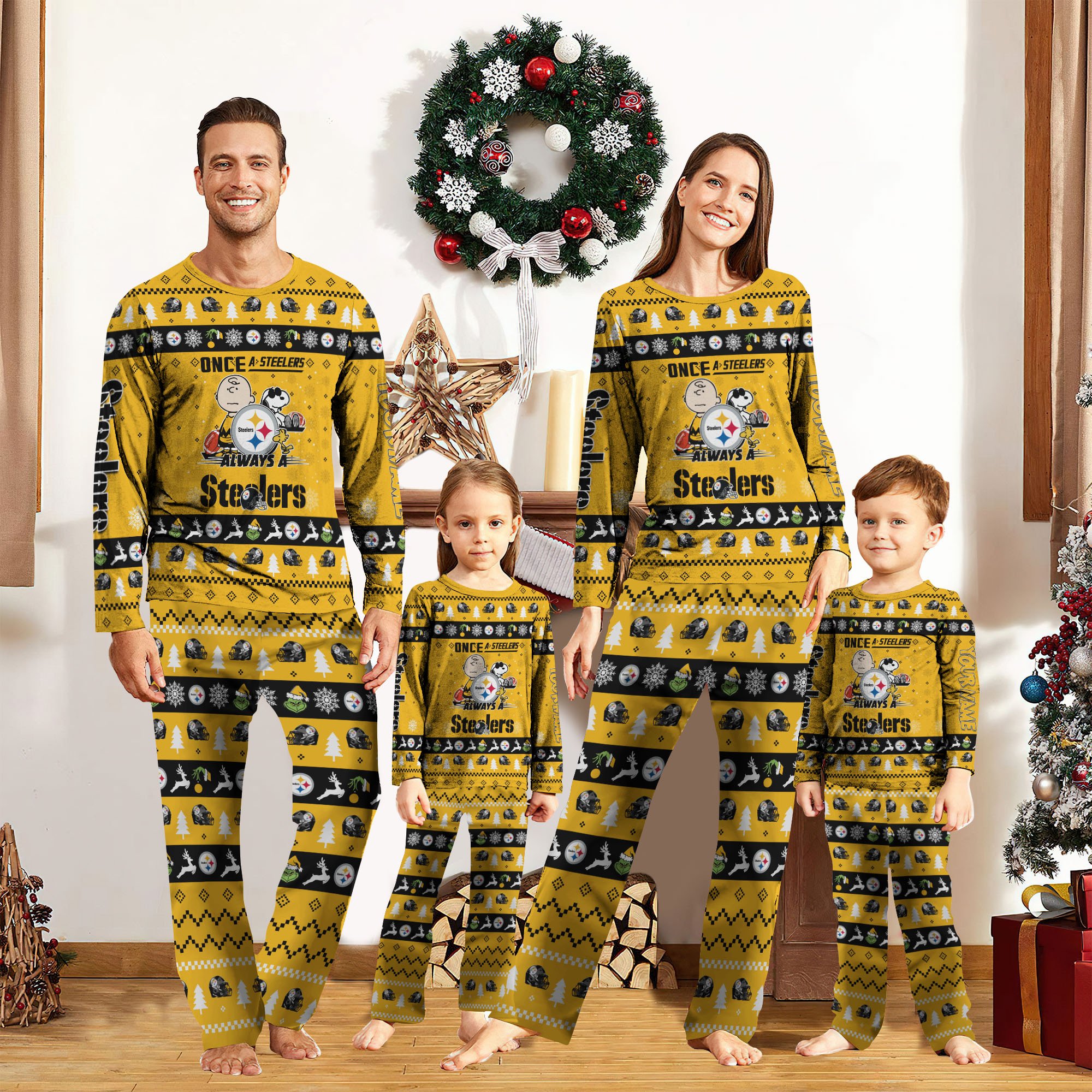 01 Pittsburgh Steelers Sport Pajamas 2024 Version Custom Your Name, Family Pajamas Set, Sport Gifts For Lovers, Christmas Gifts, Gifts For Kids ETRG-62001