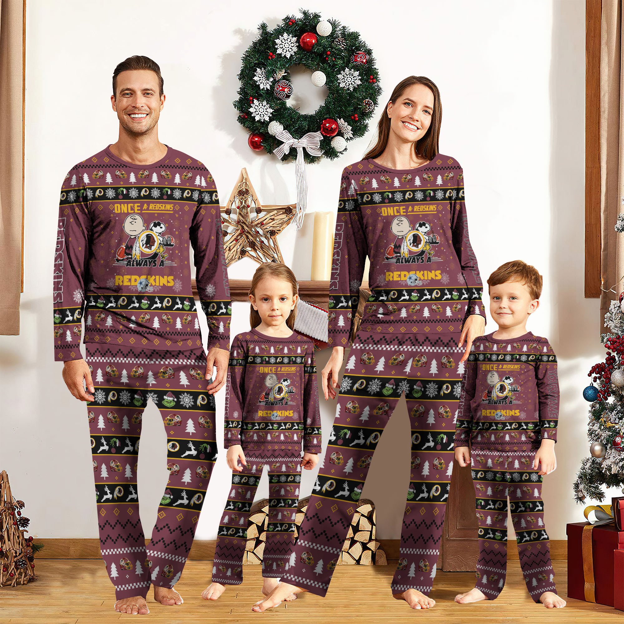 01 Washington Redskins Sport Pajamas 2024 Version Custom Your Name, Family Pajamas Set, Sport Gifts For Lovers, Christmas Gifts, Gifts For Kids ETRG-62001