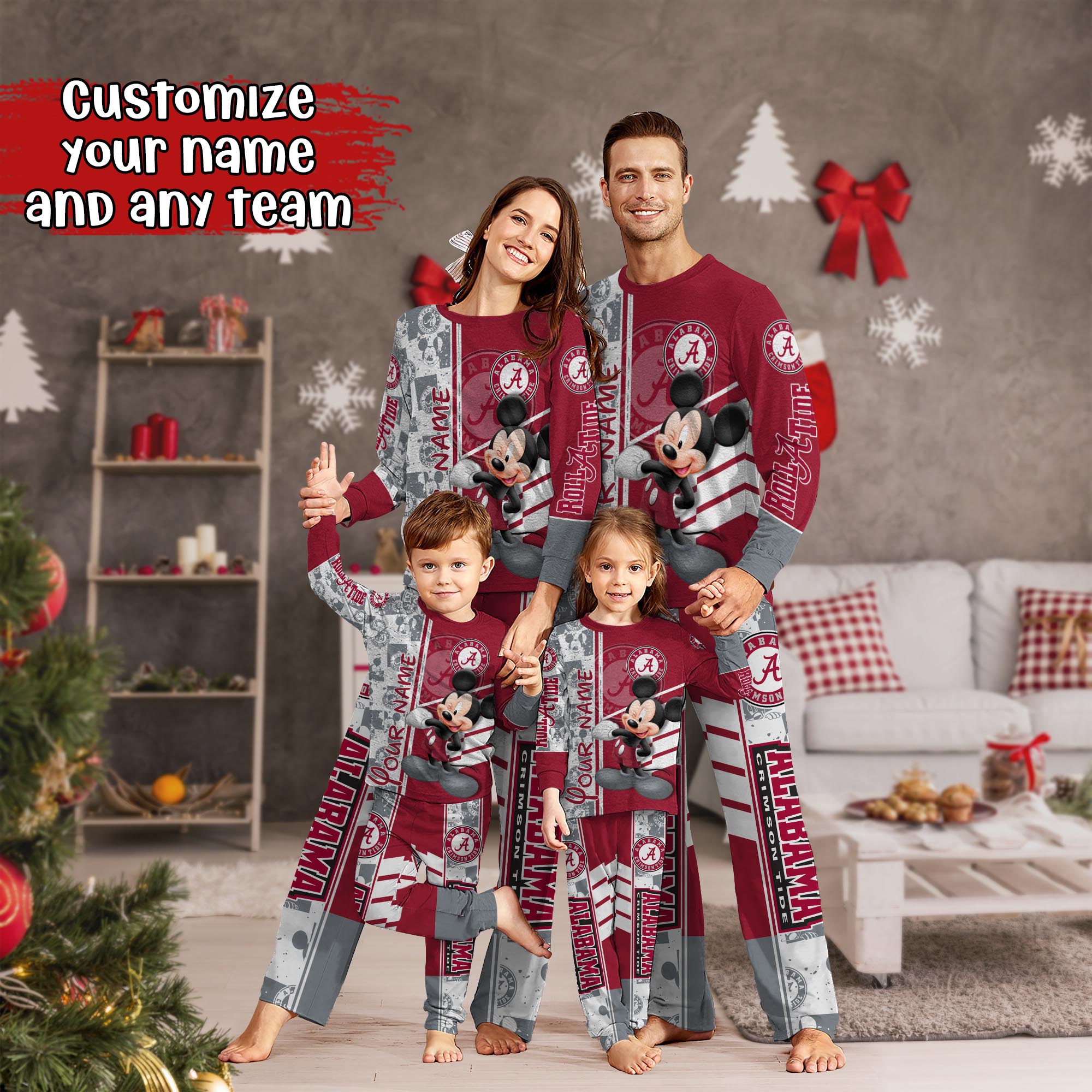 Alabama Crimson Tide MK Pajamas For Family, Custom Sports PJ For Children And Parents NA44875