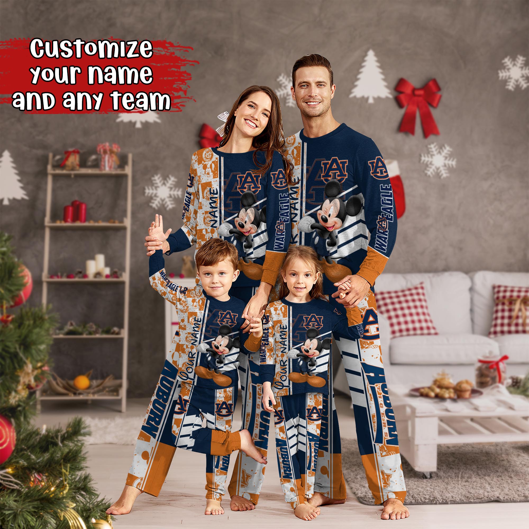 Auburn Tigers MK Pajamas For Family, Custom Sports PJ For Children And Parents NA44875