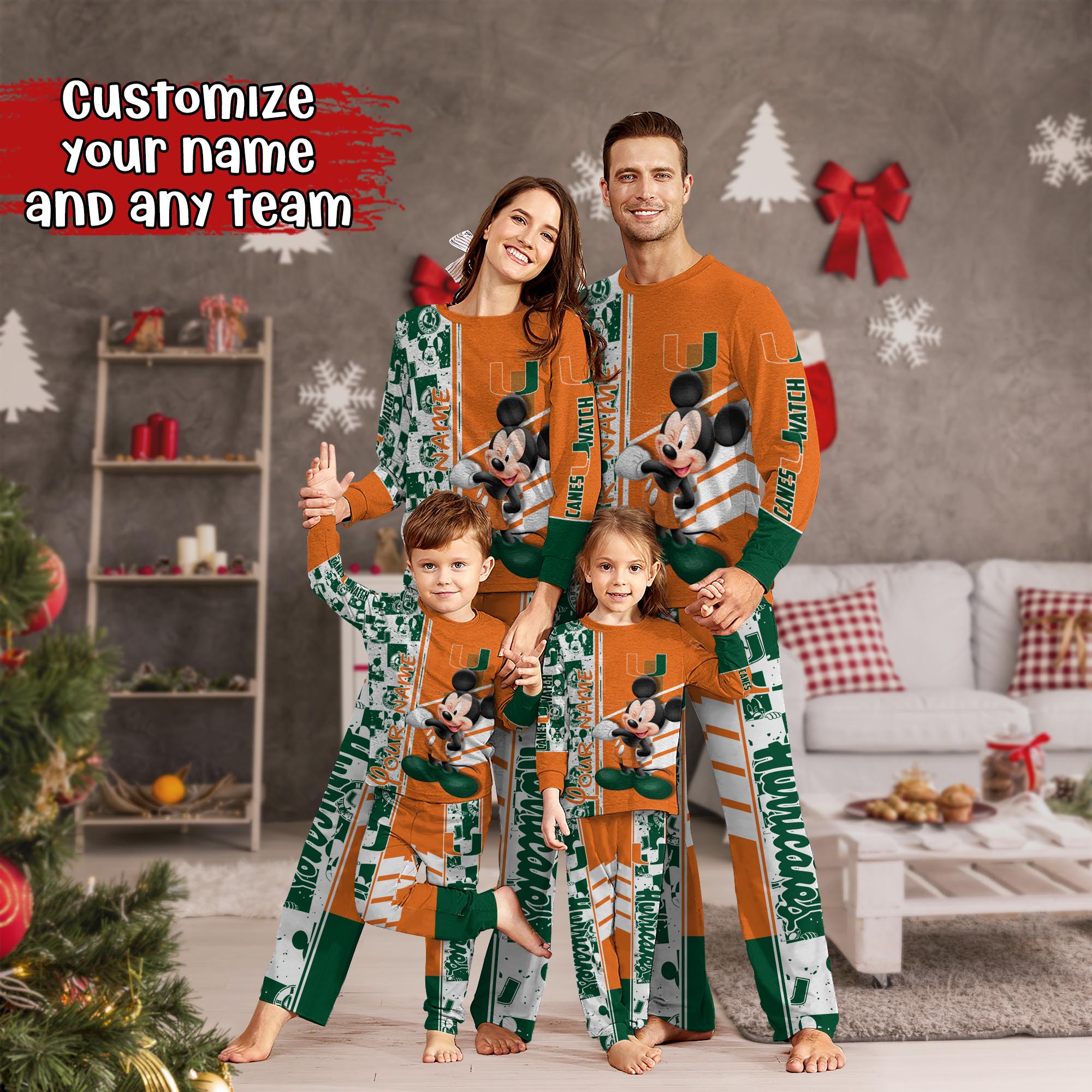 Miami Hurricanes MK Pajamas For Family, Custom Sports PJ For Children And Parents NA44875