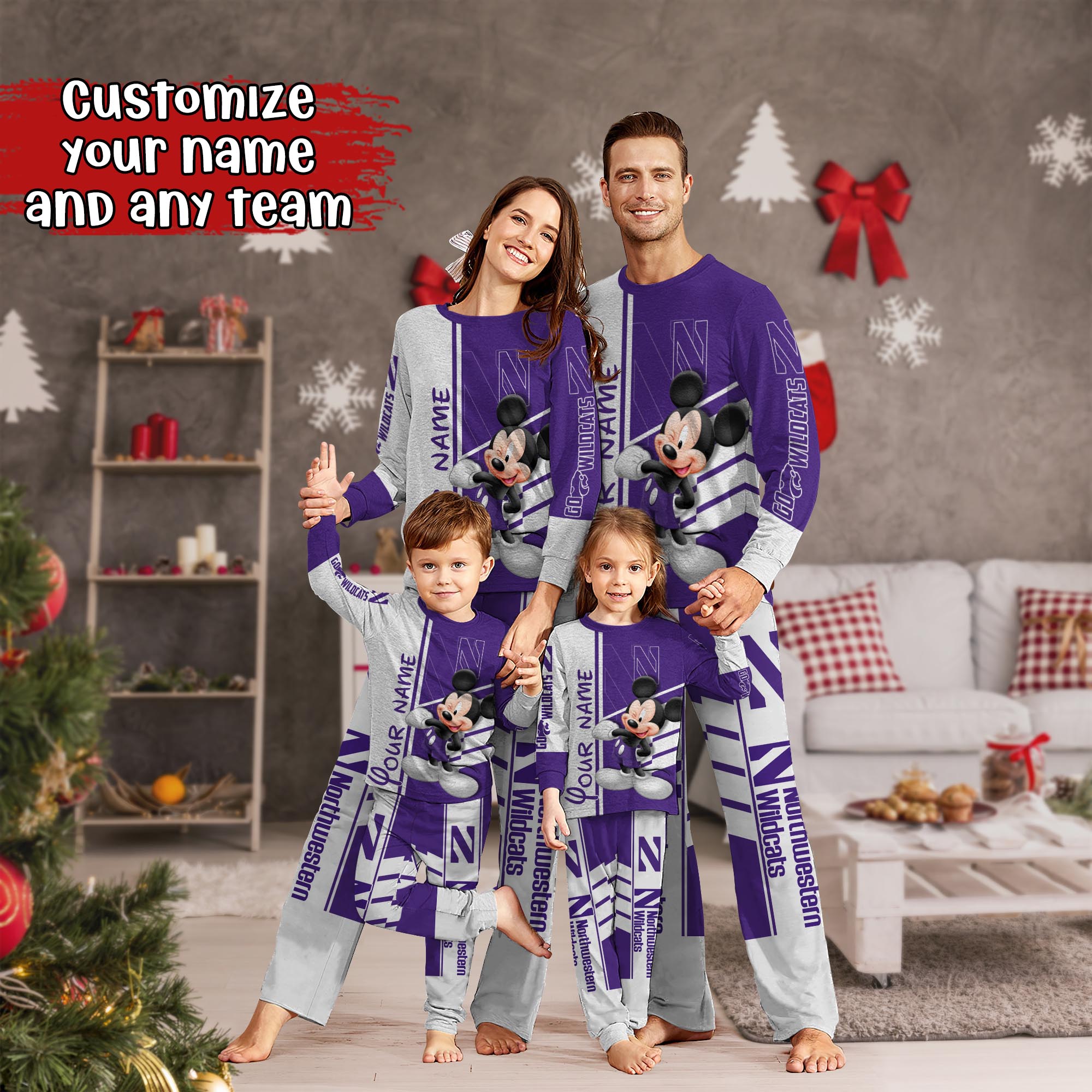 Northwestern Wildcats MK Pajamas For Family, Custom Sports PJ For Children And Parents NA44875