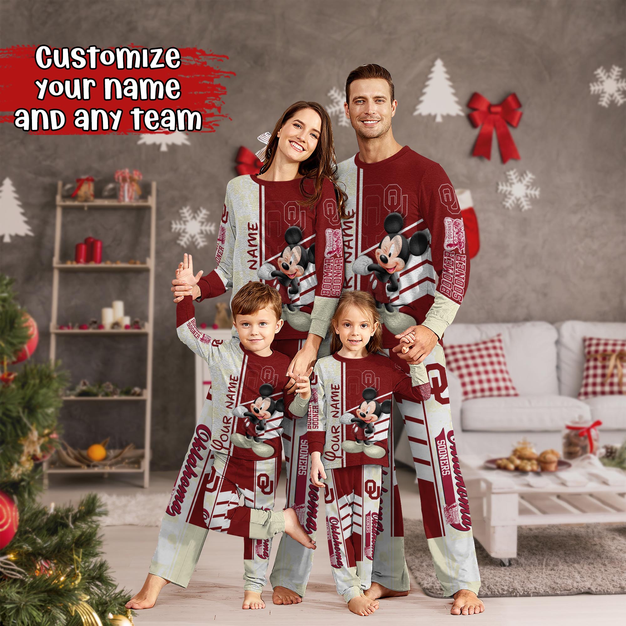 Oklahoma Sooners MK Pajamas For Family, Custom Sports PJ For Children And Parents NA44875