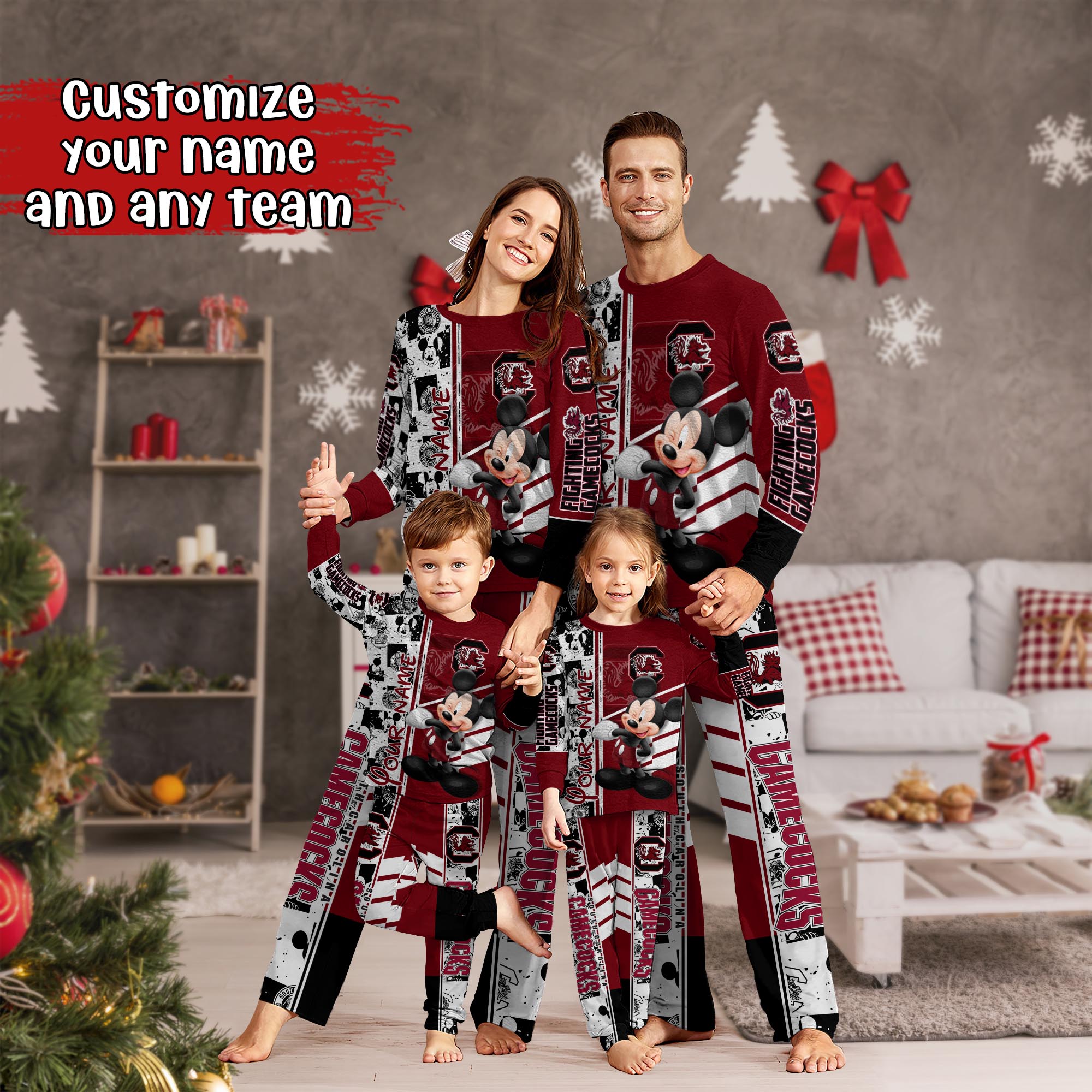 South Carolina Gamecocks MK Pajamas For Family, Custom Sports PJ For Children And Parents NA44875