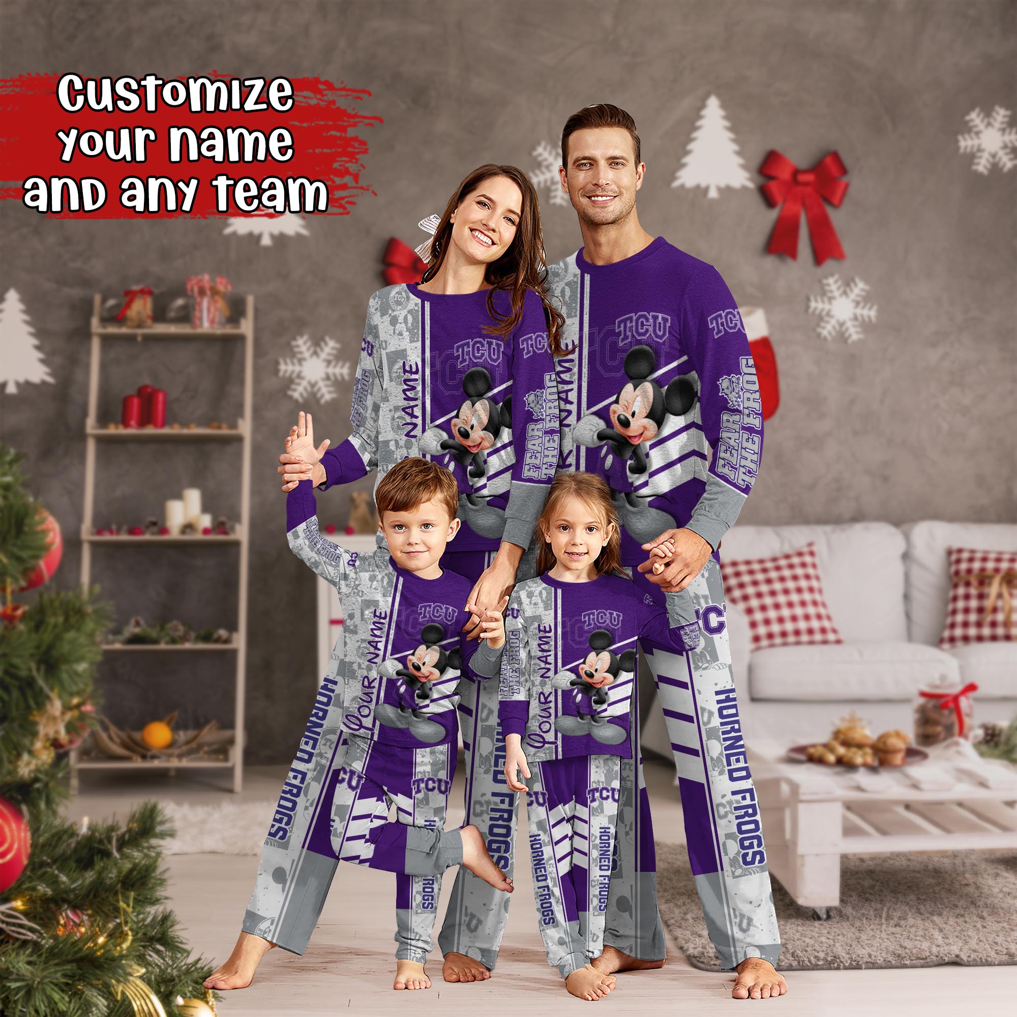 TCU Horned Frogs MK Pajamas For Family, Custom Sports PJ For Children And Parents NA44875