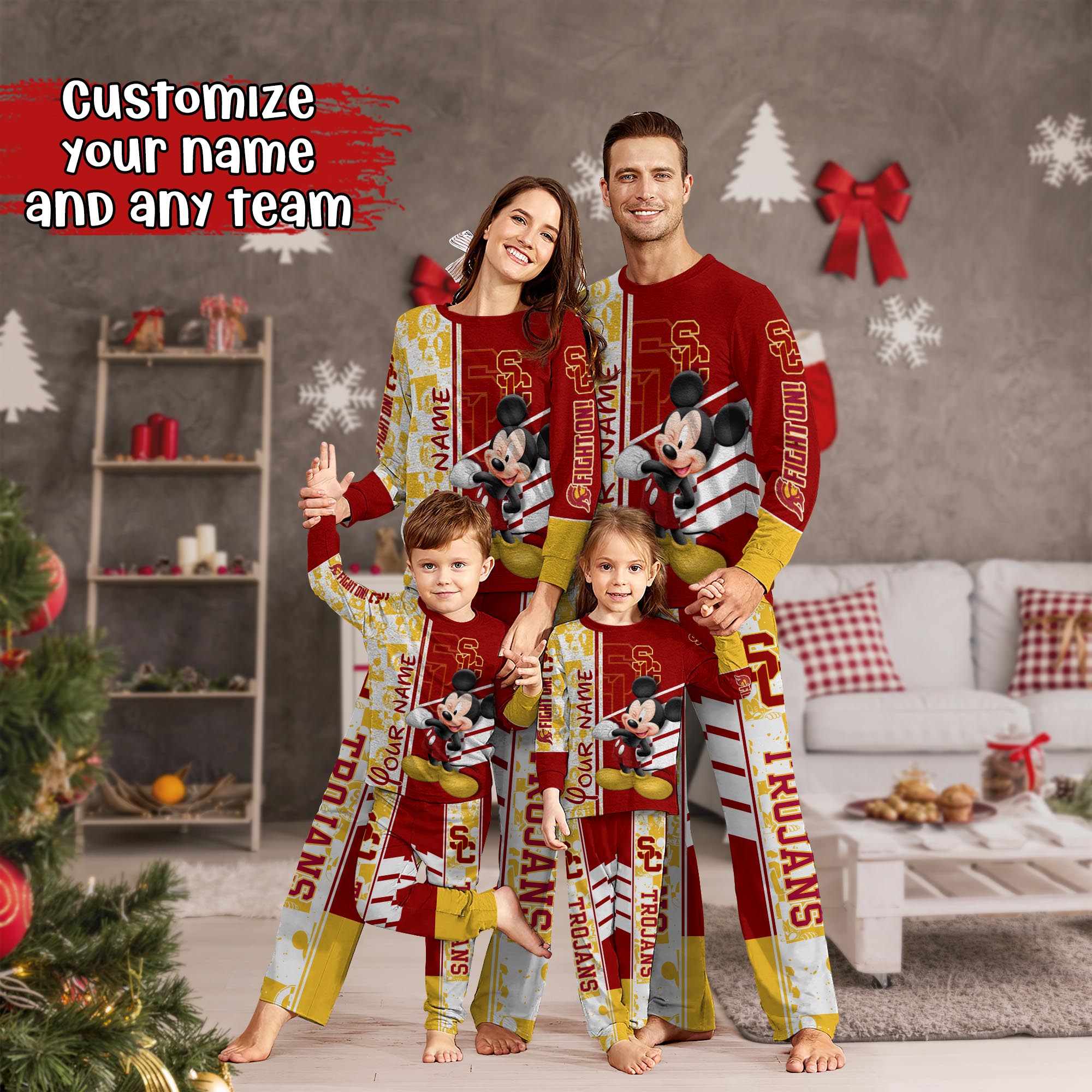 USC Trojans MK Pajamas For Family, Custom Sports PJ For Children And Parents NA44875