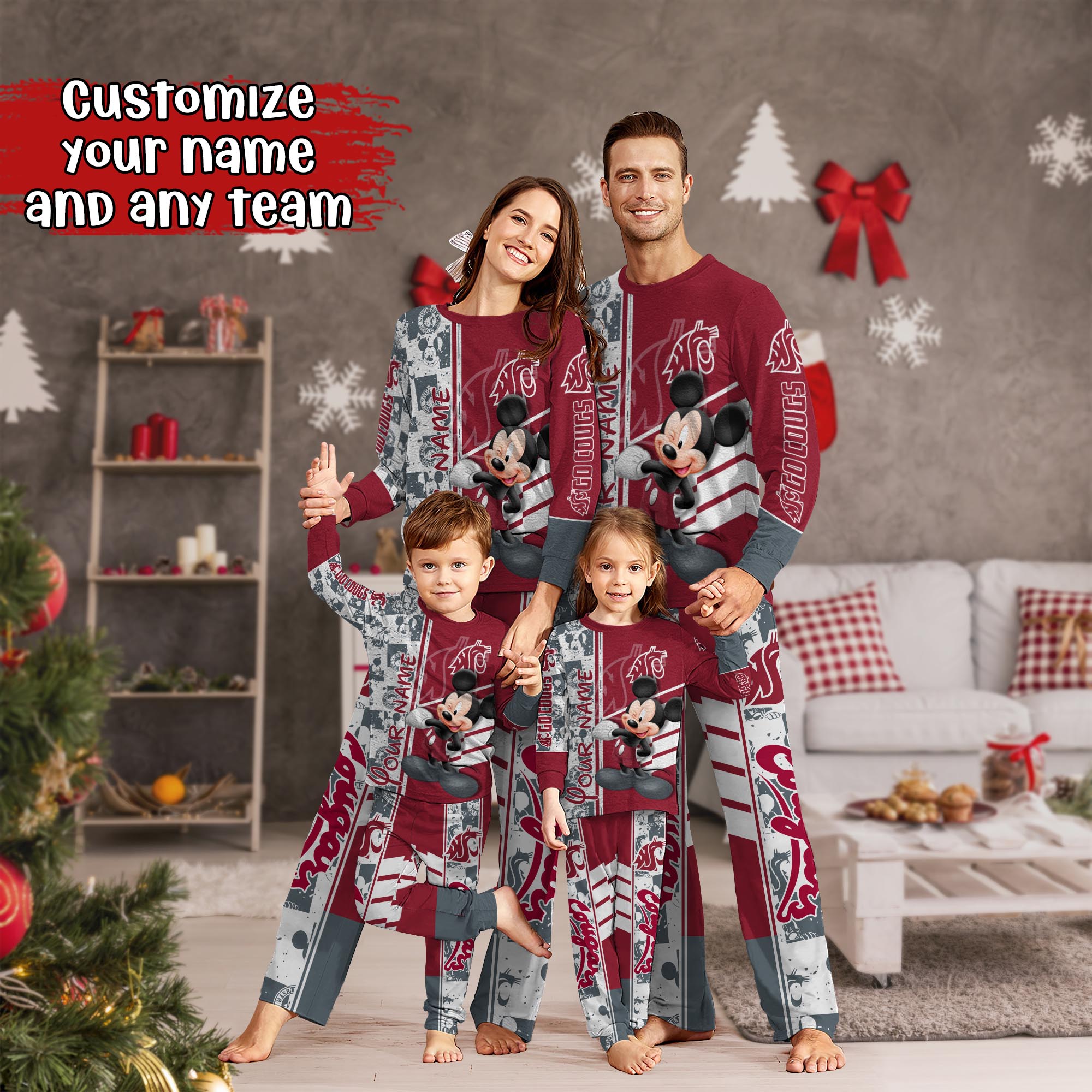 Washington State Cougars MK Pajamas For Family, Custom Sports PJ For Children And Parents NA44875