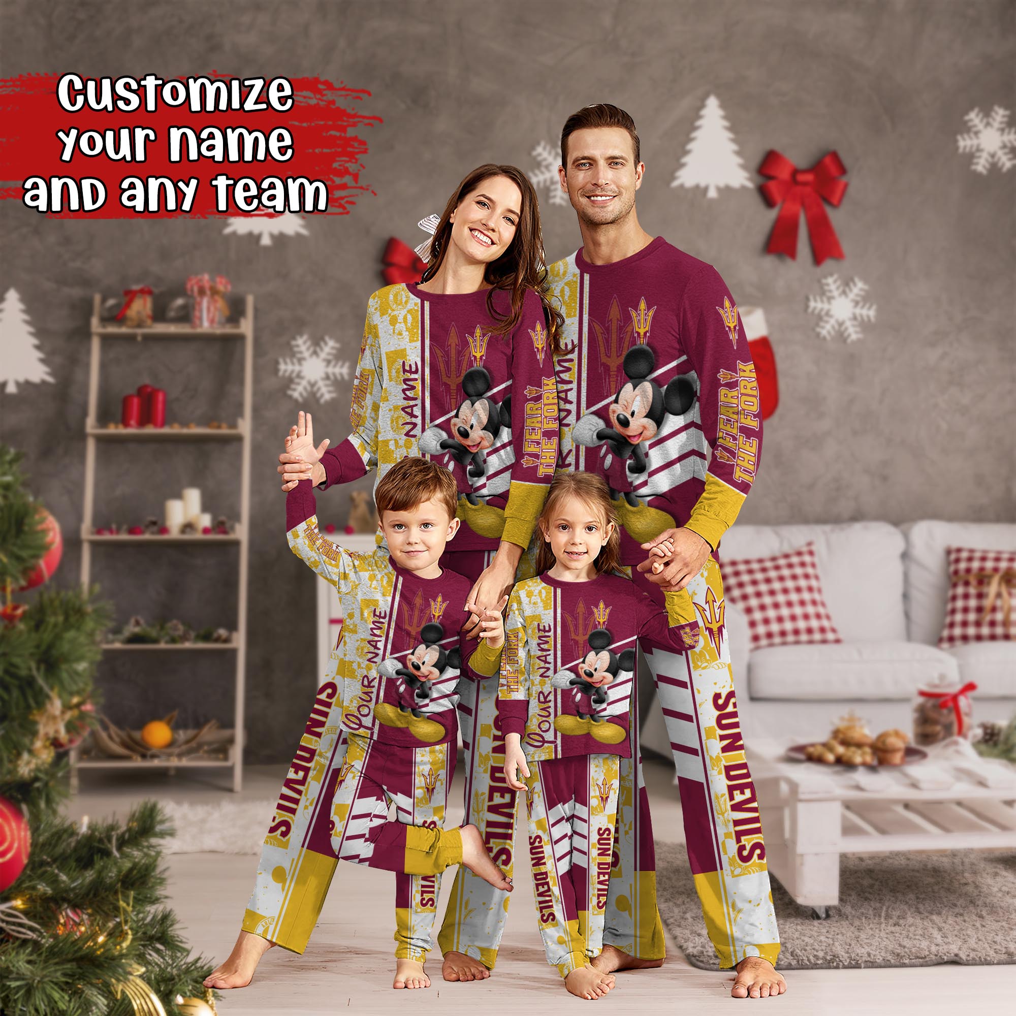 Arizona State Sun Devils MK Pajamas For Family, Custom Sports PJ For Children And Parents NA44875