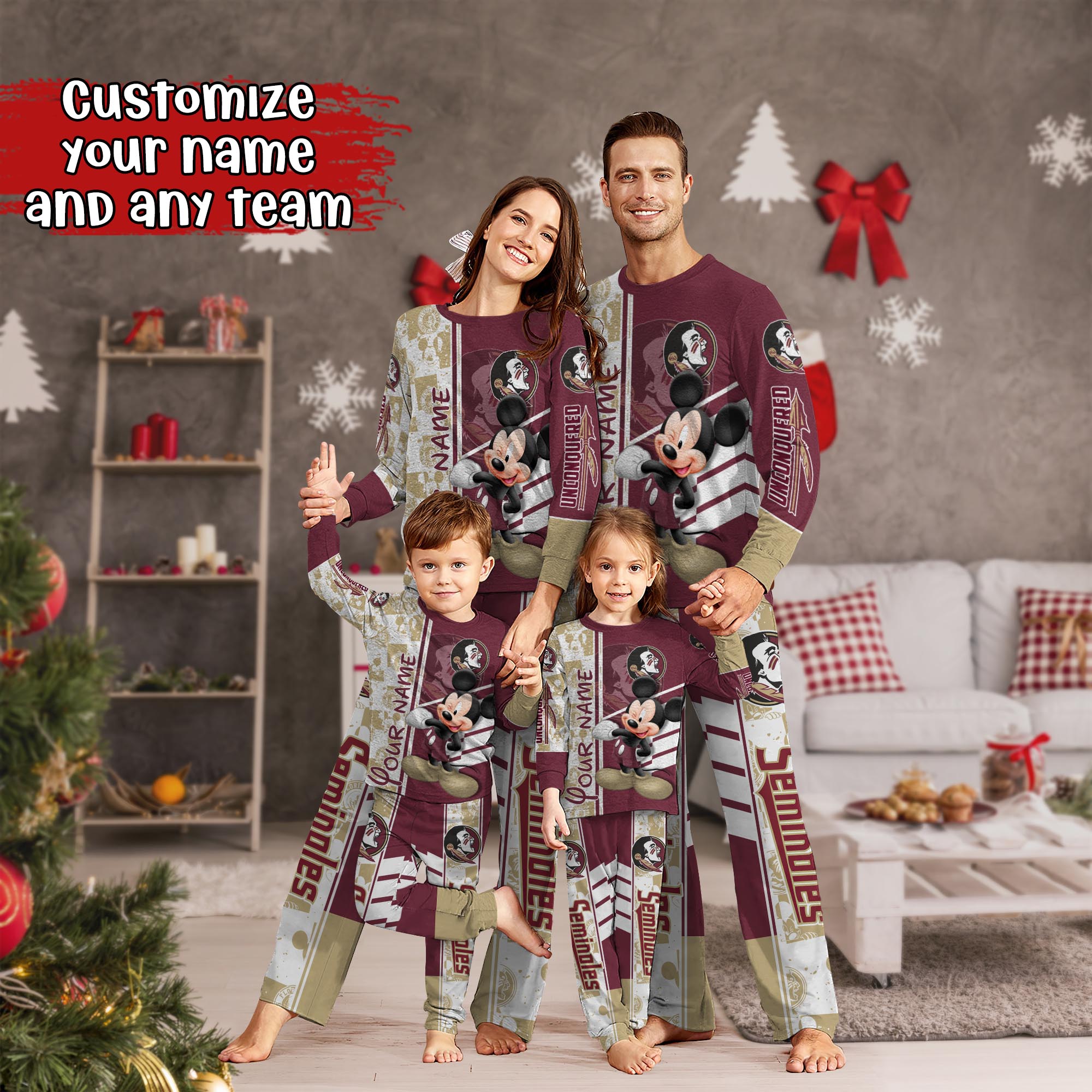 Florida State Seminoles MK Pajamas For Family, Custom Sports PJ For Children And Parents NA44875