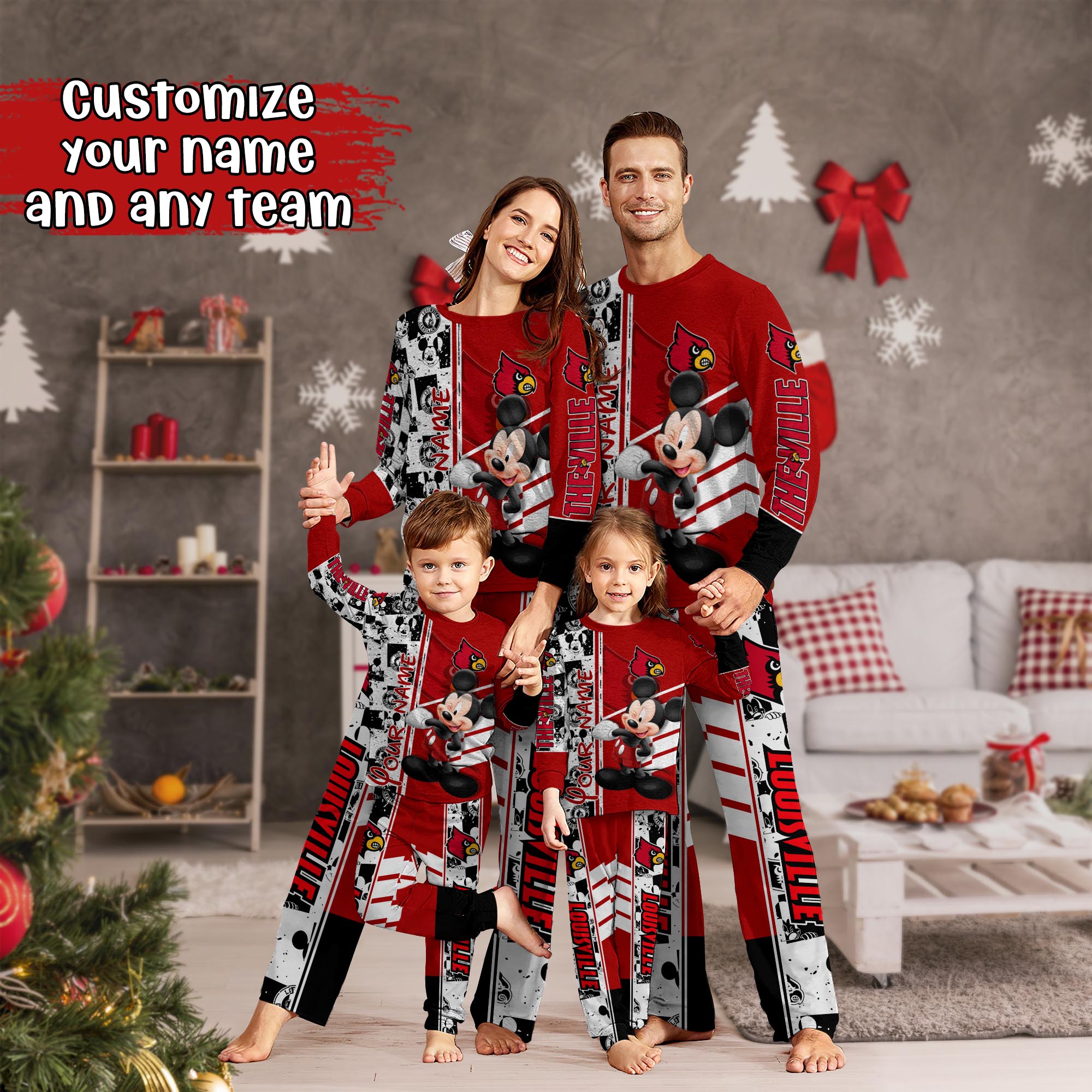 Louisville Cardinals MK Pajamas For Family, Custom Sports PJ For Children And Parents NA44875