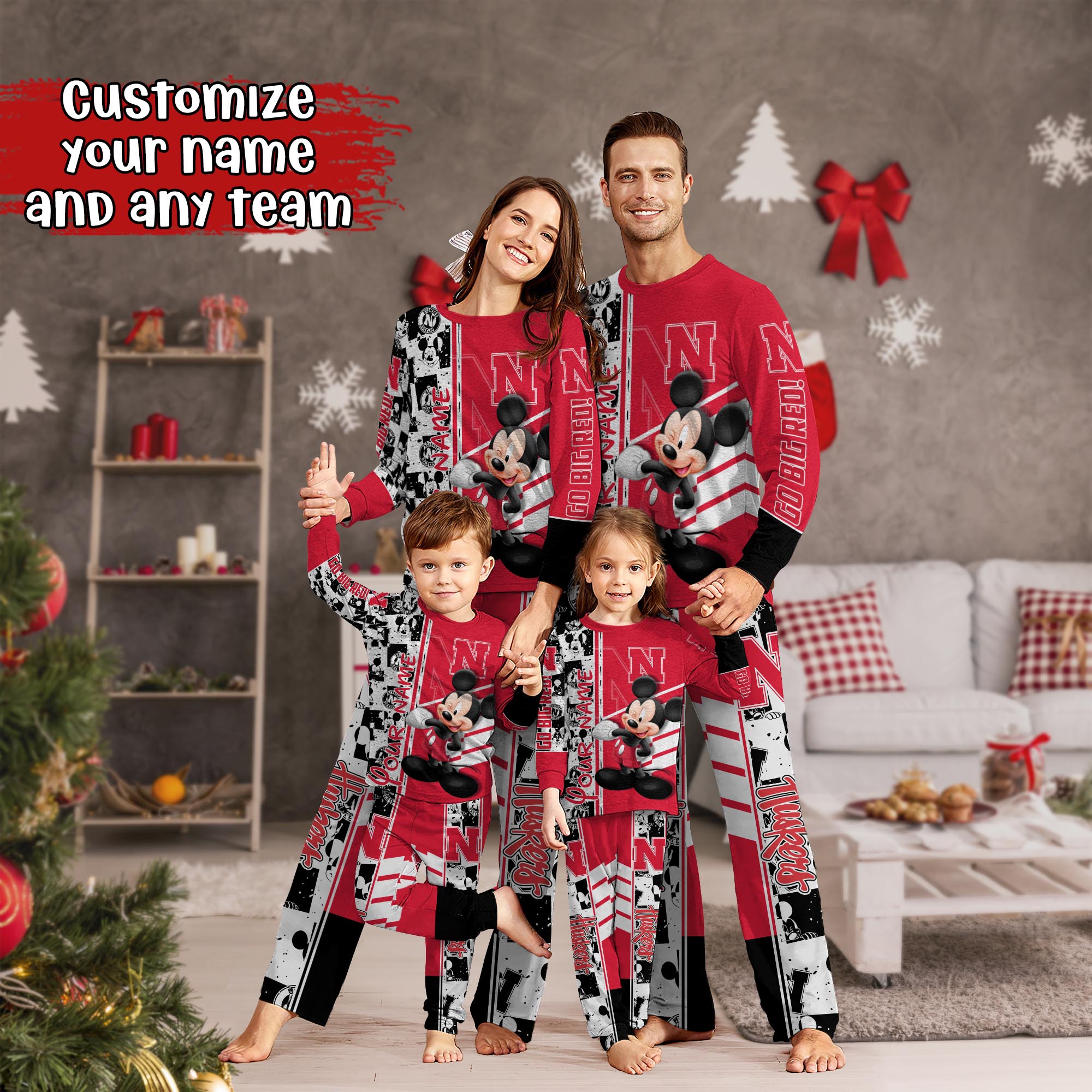 Nebraska Cornhuskers MK Pajamas For Family, Custom Sports PJ For Children And Parents NA44875