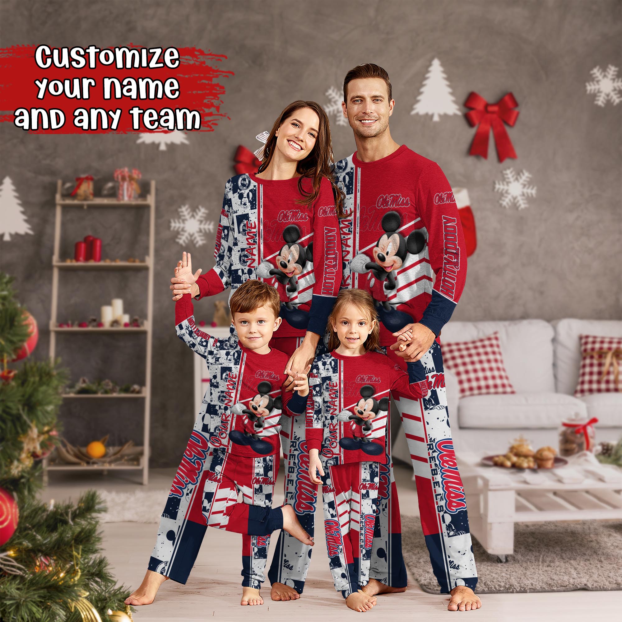 Ole Miss Rebels MK Pajamas For Family, Custom Sports PJ For Children And Parents NA44875